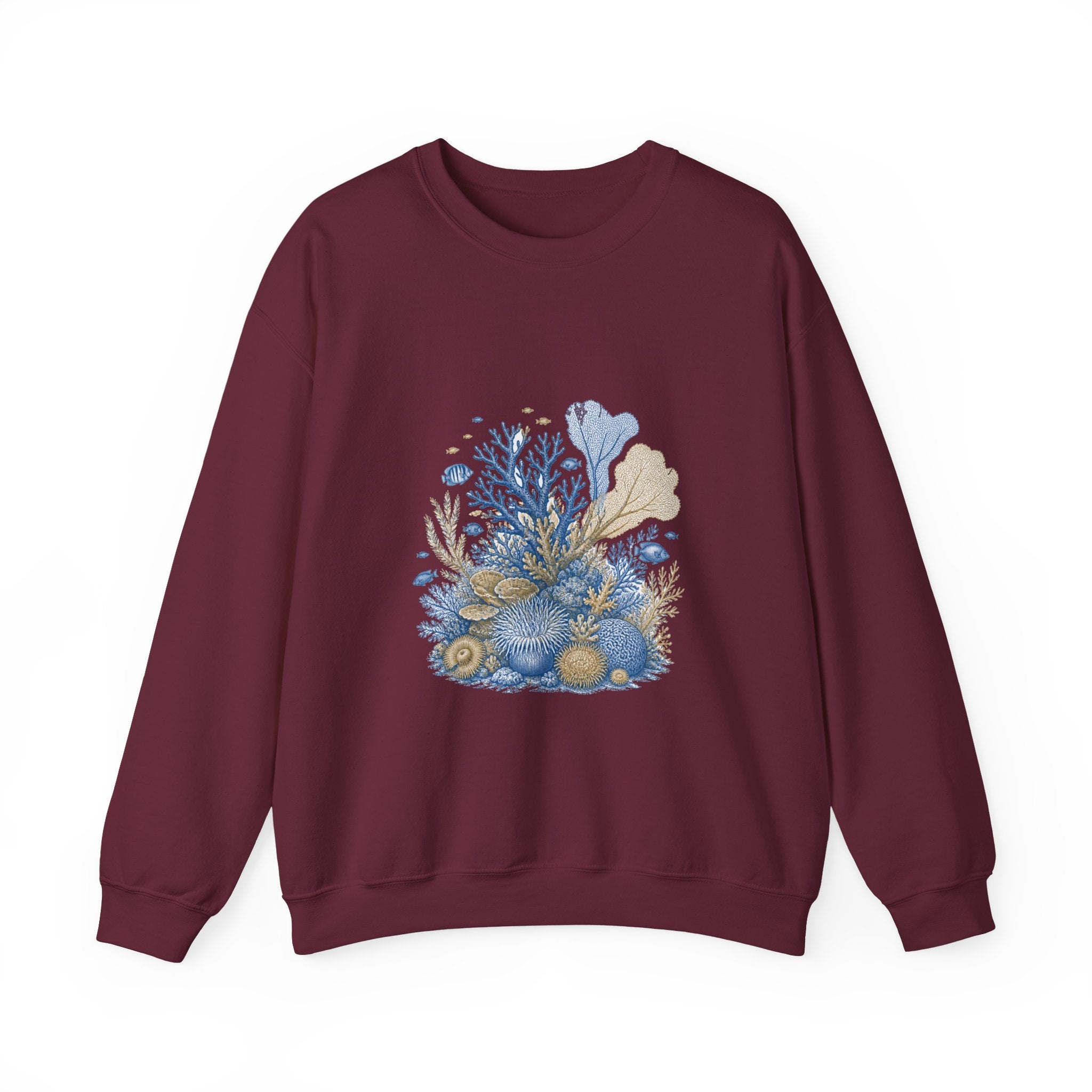 Matching Couple Sweatshirt - Coral Reef & Deep Sea Matching Couple Crewneck Sweatshirt Vintage Art His Hers Wedding Gift - Design A