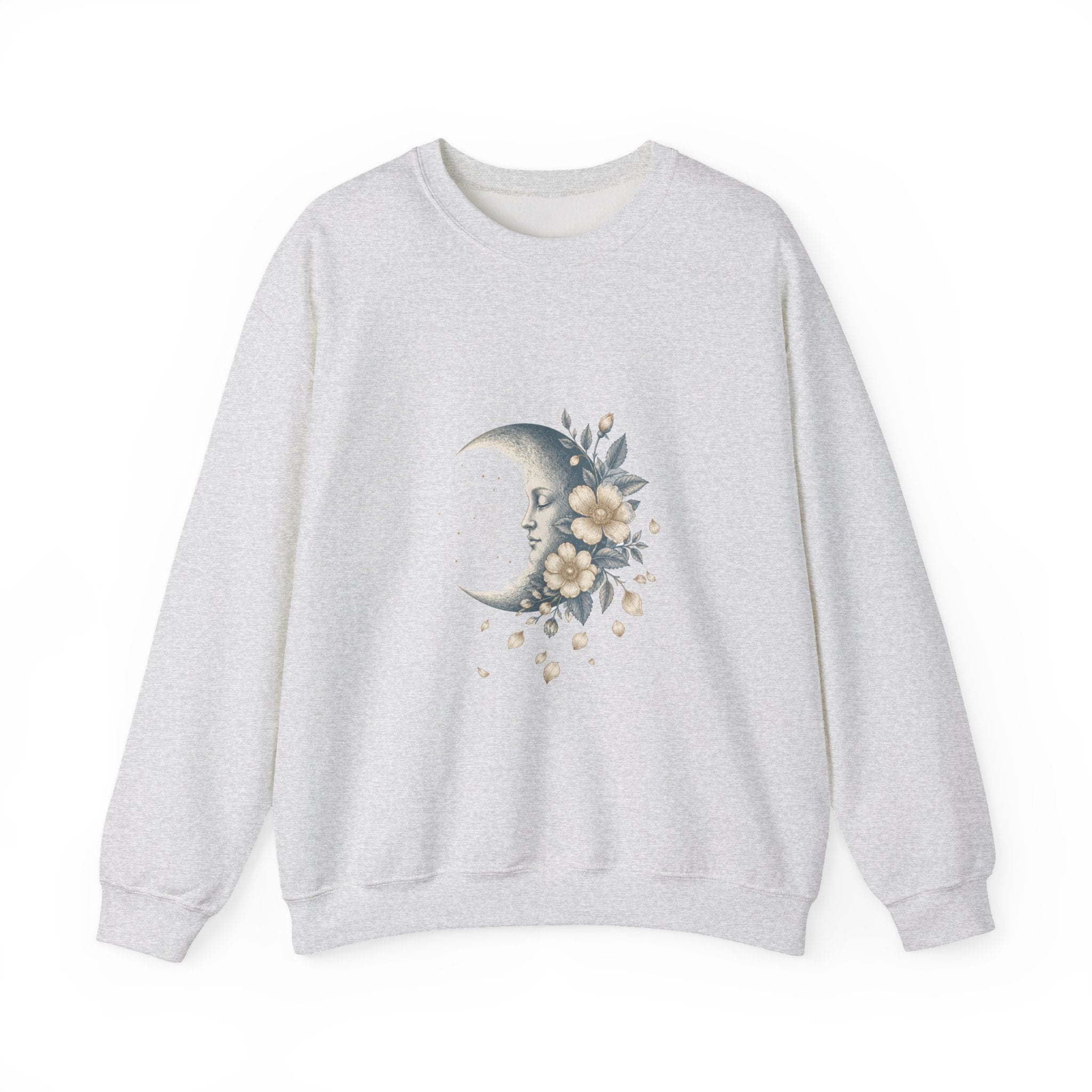 Matching Couple Sweatshirt - Waxing & Waning Moon Matching Couple Comfort Colors Crew Vintage Art His Hers Honeymoon Gift - Design B