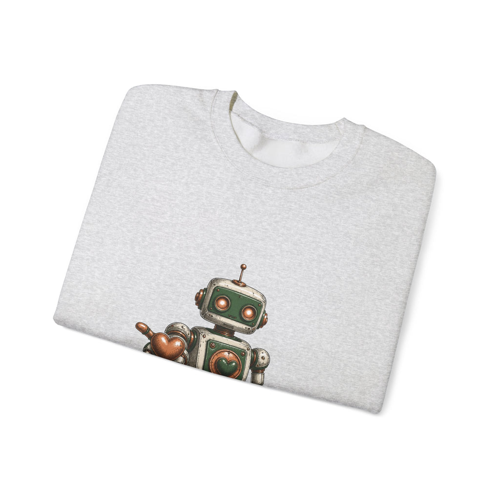 Matching Couple Sweatshirt - Robot & Heart Matching Couple Crewneck Sweatshirt Hand-Drawn Art His Hers Best Friend Gift - Design A