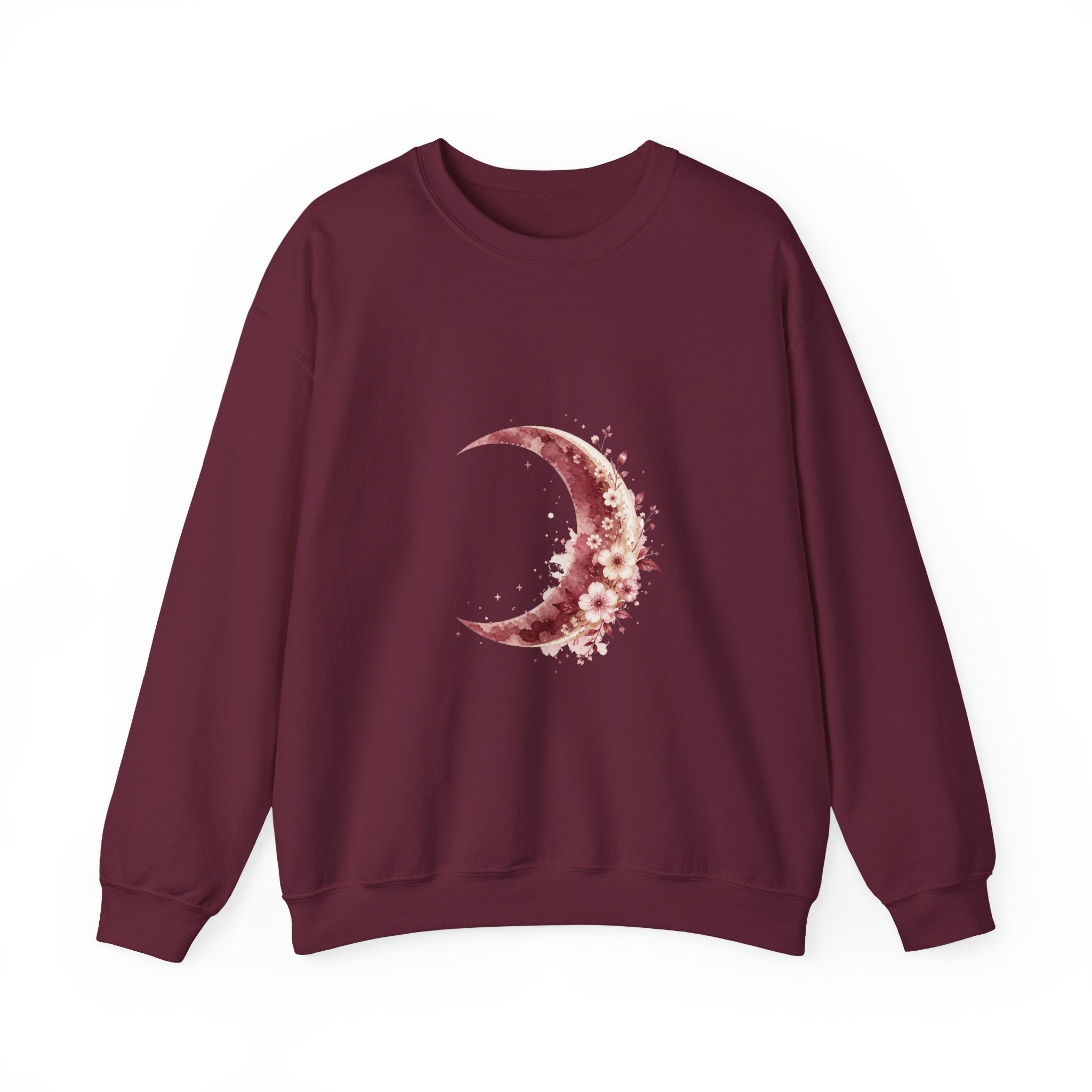 Matching Couple Sweatshirt - Waxing & Waning Moon Matching Couple Premium Fleece Sweatshirt Watercolor Art His Hers Birthday Gift - Design A