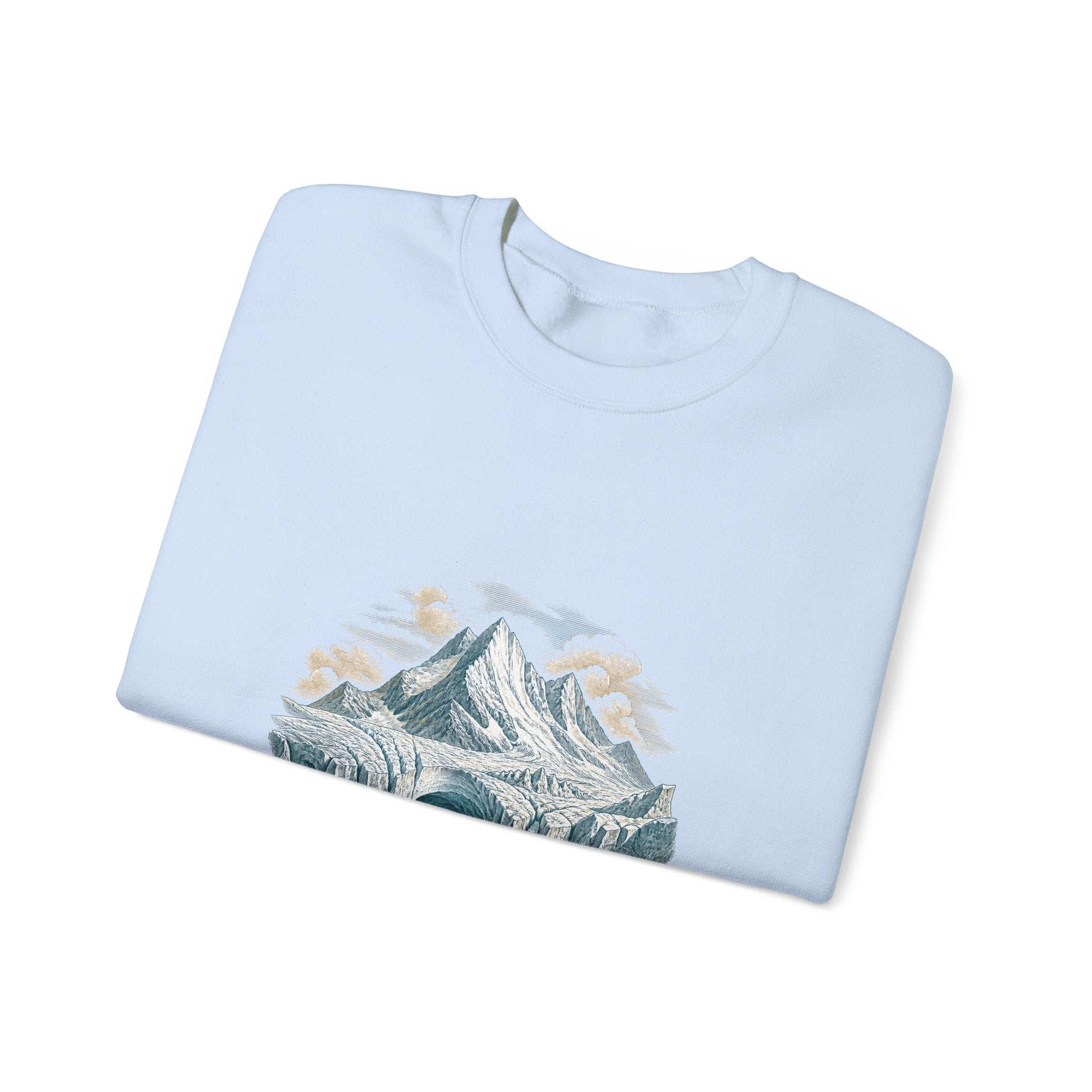 Matching Couple Sweatshirt - Volcano & Glacier Matching Couple Premium Fleece Sweatshirt Vintage Art His Hers Honeymoon Gift - Design B