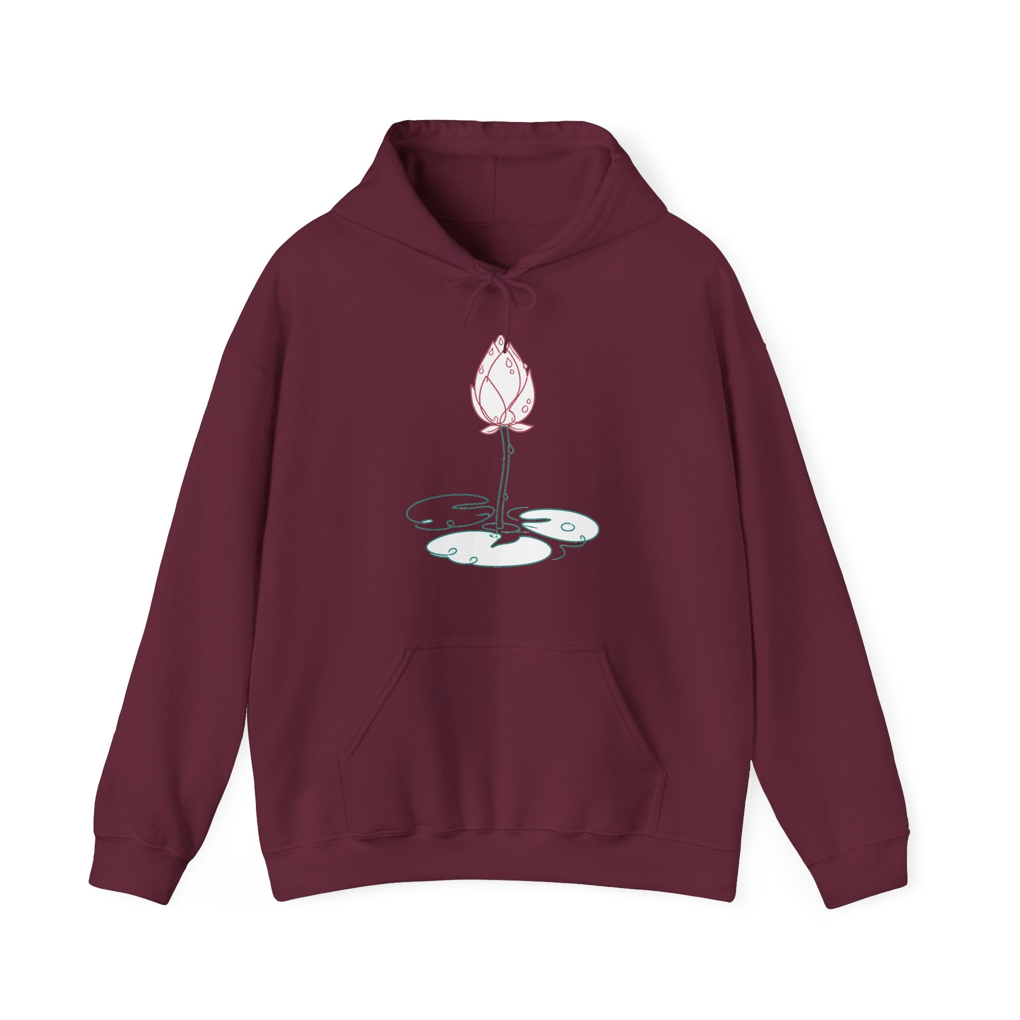 Matching Couple Sweatshirt - Open & Closed Lotus Matching Couple Hooded Sweatshirt Minimalist Art His Hers Valentine Gift - Design B