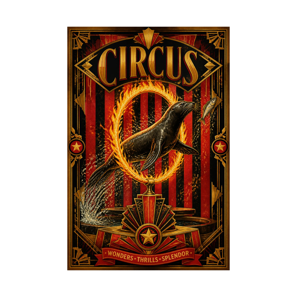 Seal Fire Hoop Wall Art Poster 18×24 Art Deco Entryway Decor Maximalist Print