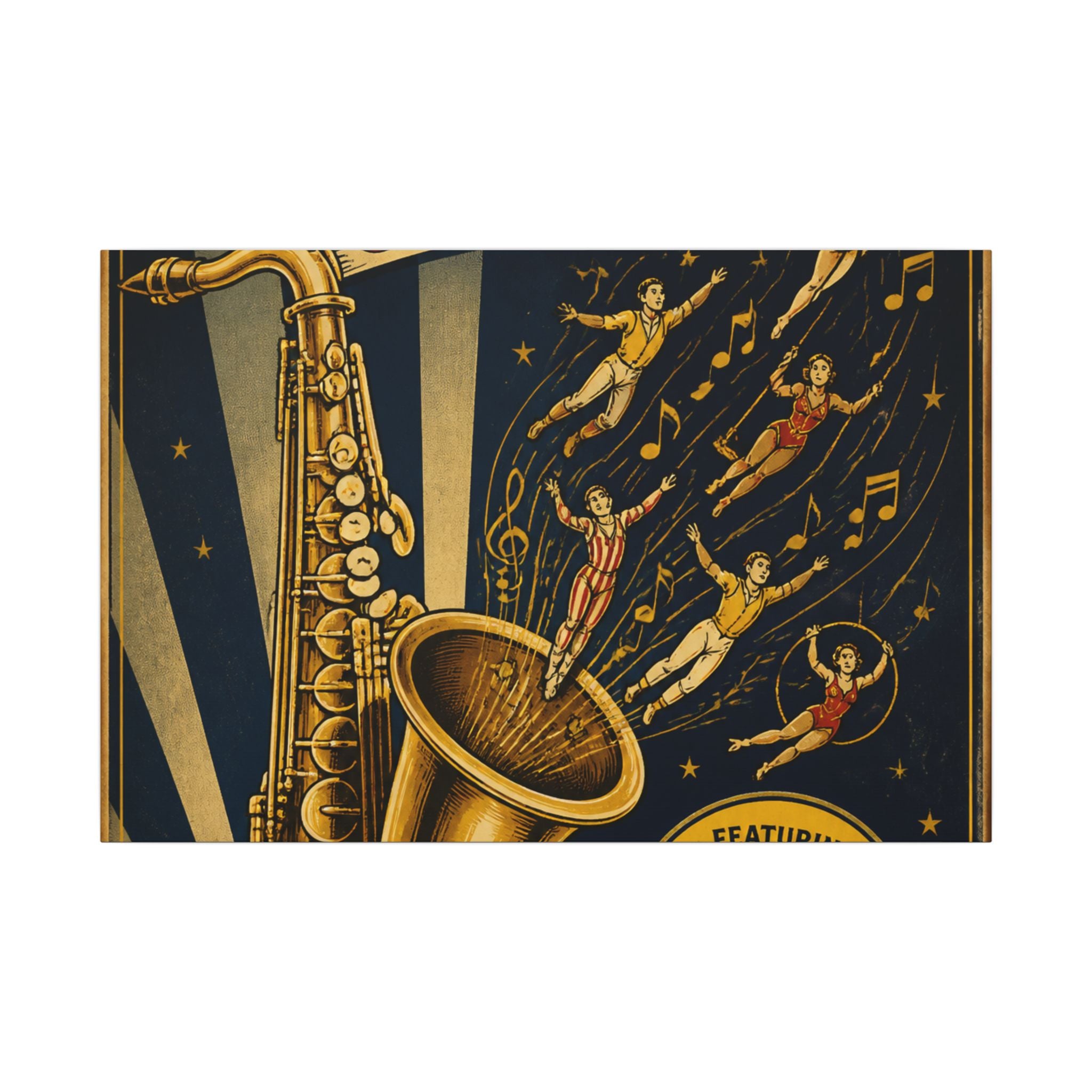 Saxophone Music Circus Wall Art Canvas 16×20 Vintage Circus Kitchen Decor Maximalist Print