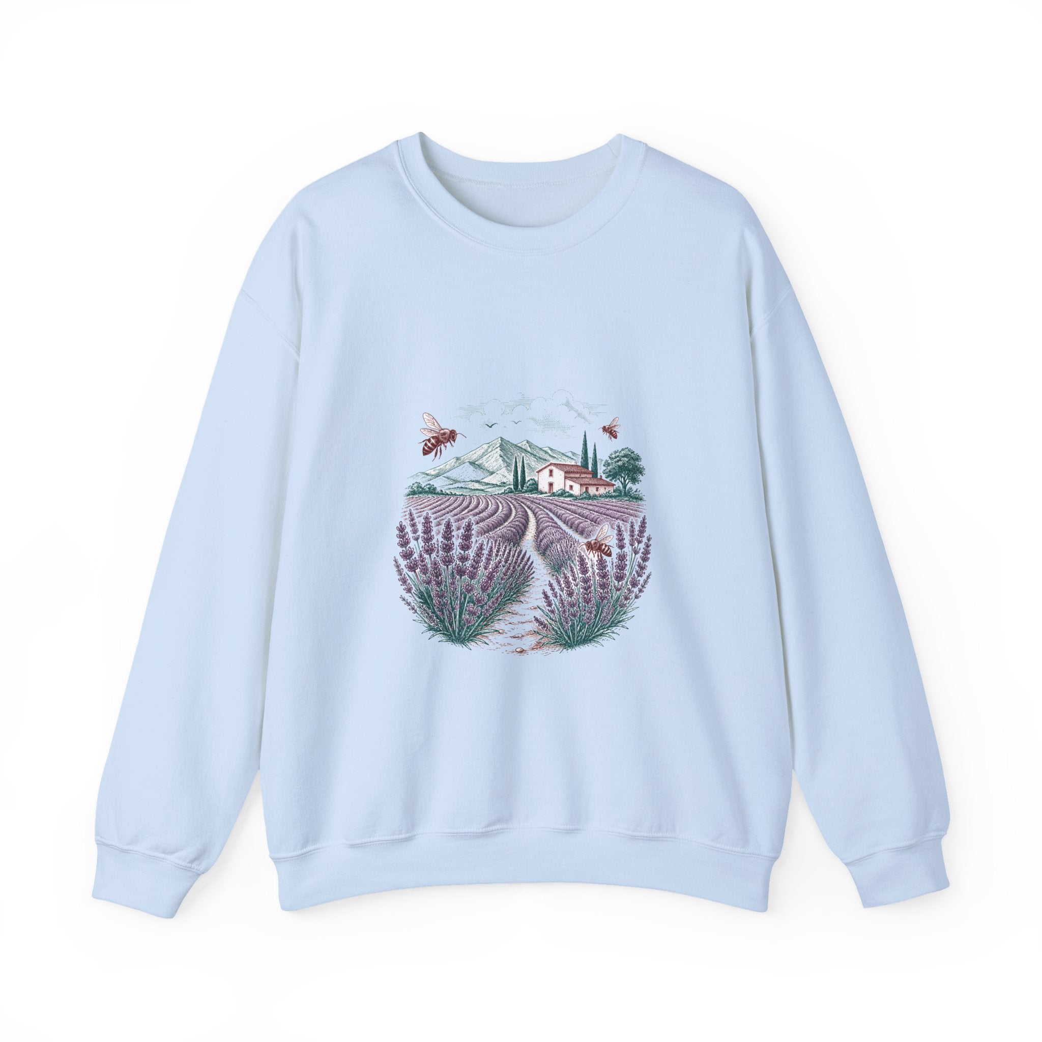 Matching Couple Sweatshirt - Lavender Fields & Canyon Matching Couple Crewneck Sweatshirt Hand-Drawn Art His Hers Best Friend Gift - Design A