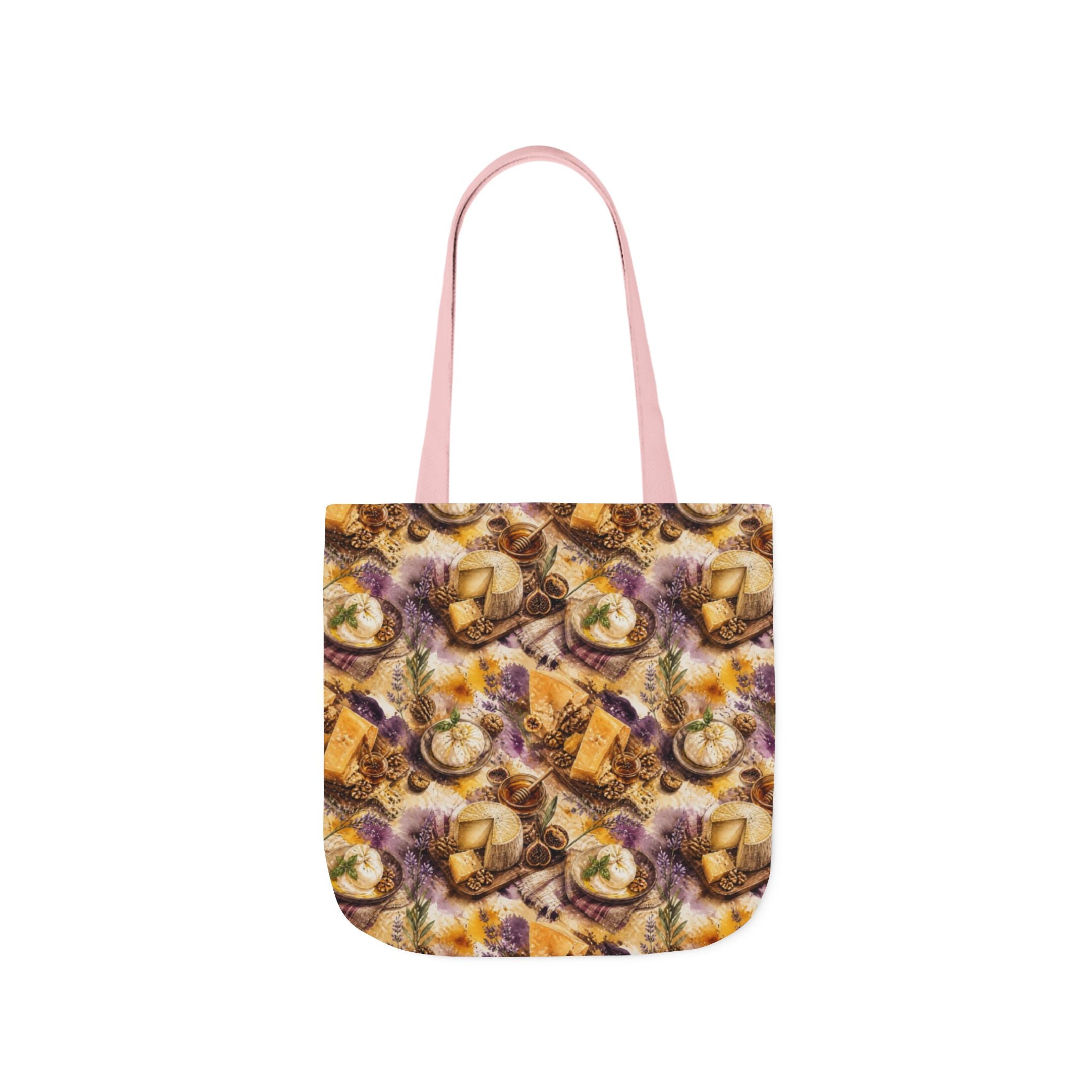 Italian Cheese Board Canvas Tote Bag Mediterranean Kitchen Watercolor Splash Design Italian Cottagecore Gift