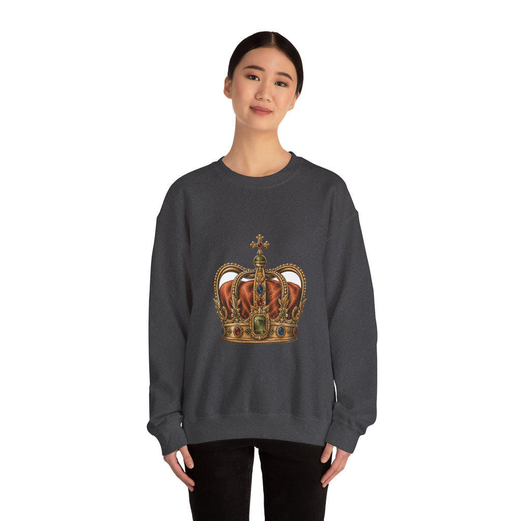 Matching Couple Sweatshirt - Crown & Shield Matching Couple Premium Fleece Sweatshirt Hand-Drawn Art His Hers Anniversary Gift - Design A