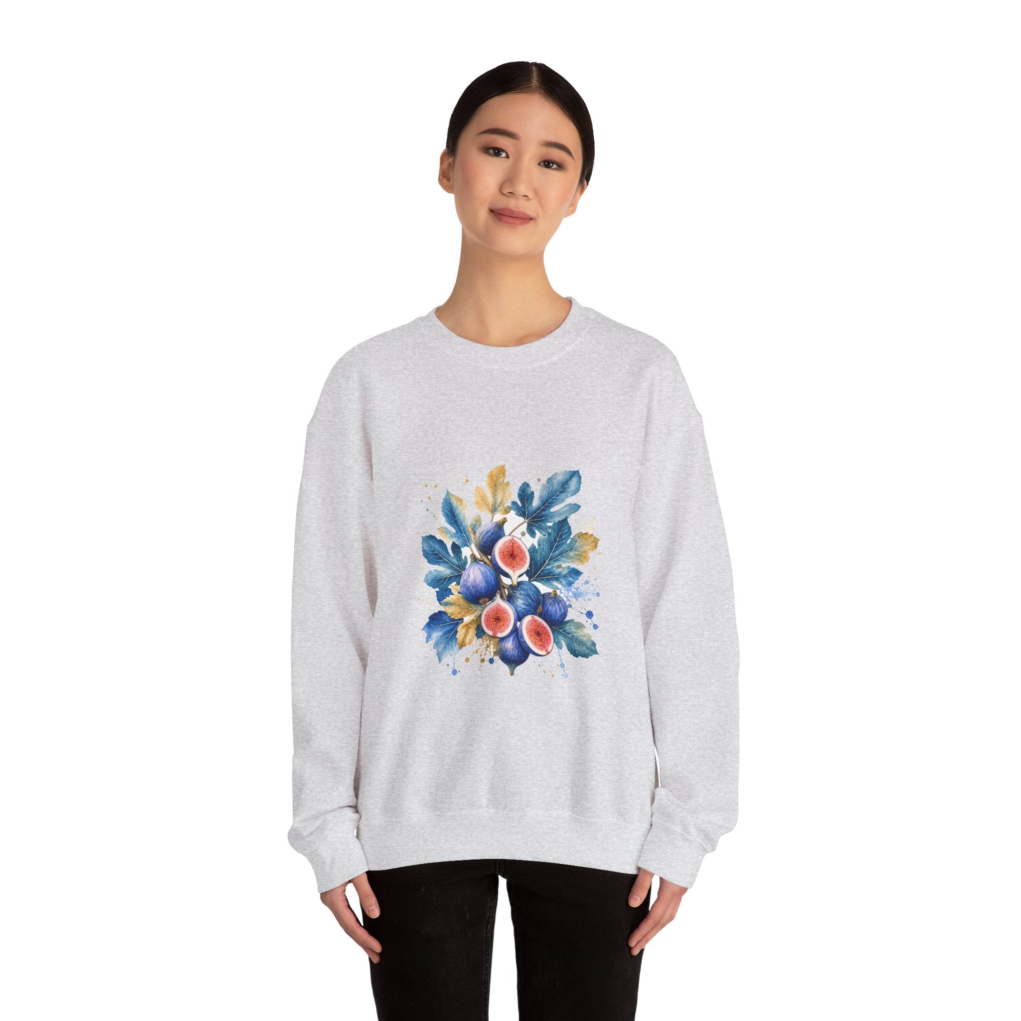 Matching Couple Sweatshirt - Olive Branch & Fig Matching Couple Comfort Colors Crew Watercolor Art His Hers Birthday Gift - Design B