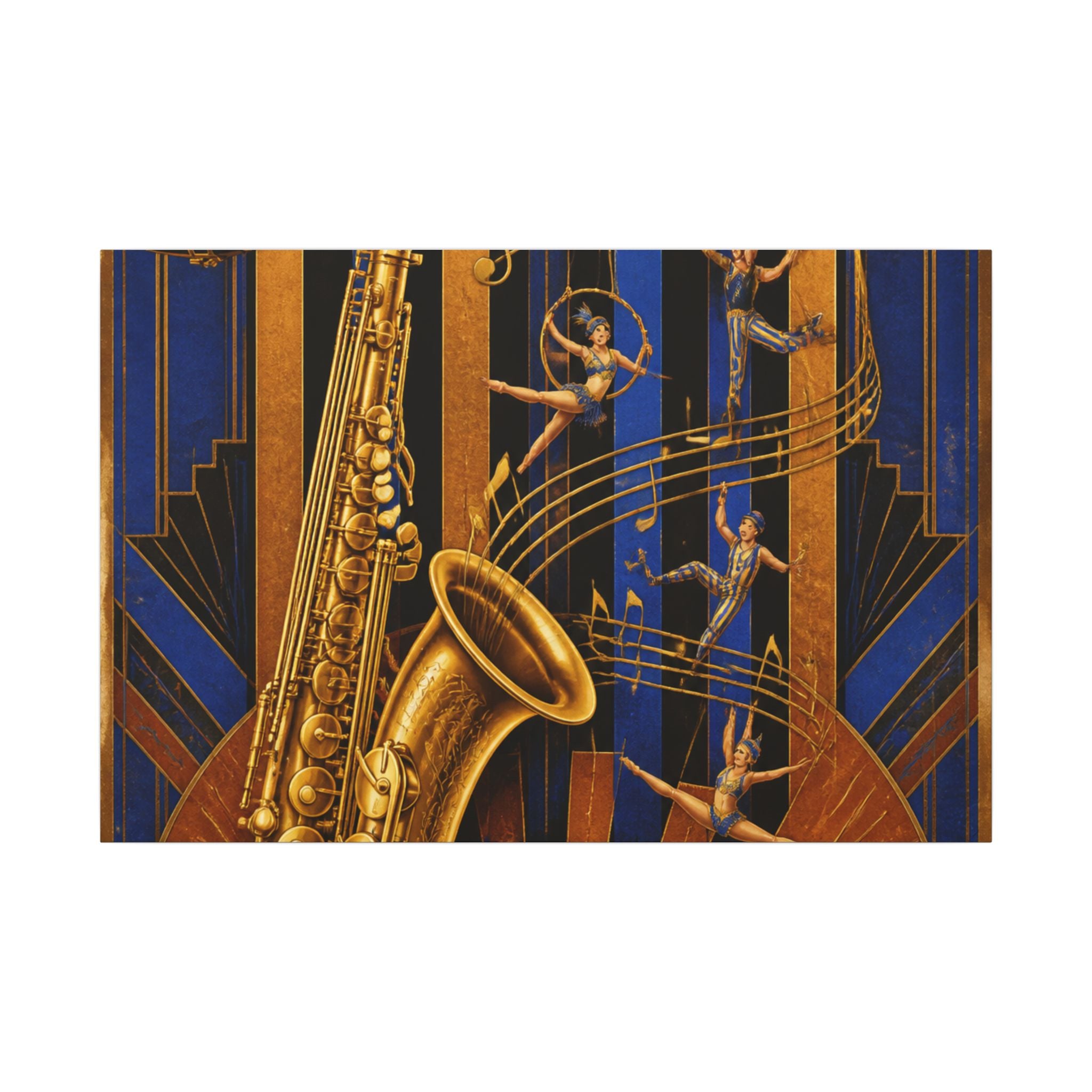 Saxophone Music Circus Wall Art Canvas 16×20 Art Deco Entryway Decor Maximalist Print
