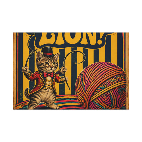 Cat Lion Tamer Wall Art Canvas 24×36 Psychedelic Dining Room Decor Maximalist Print