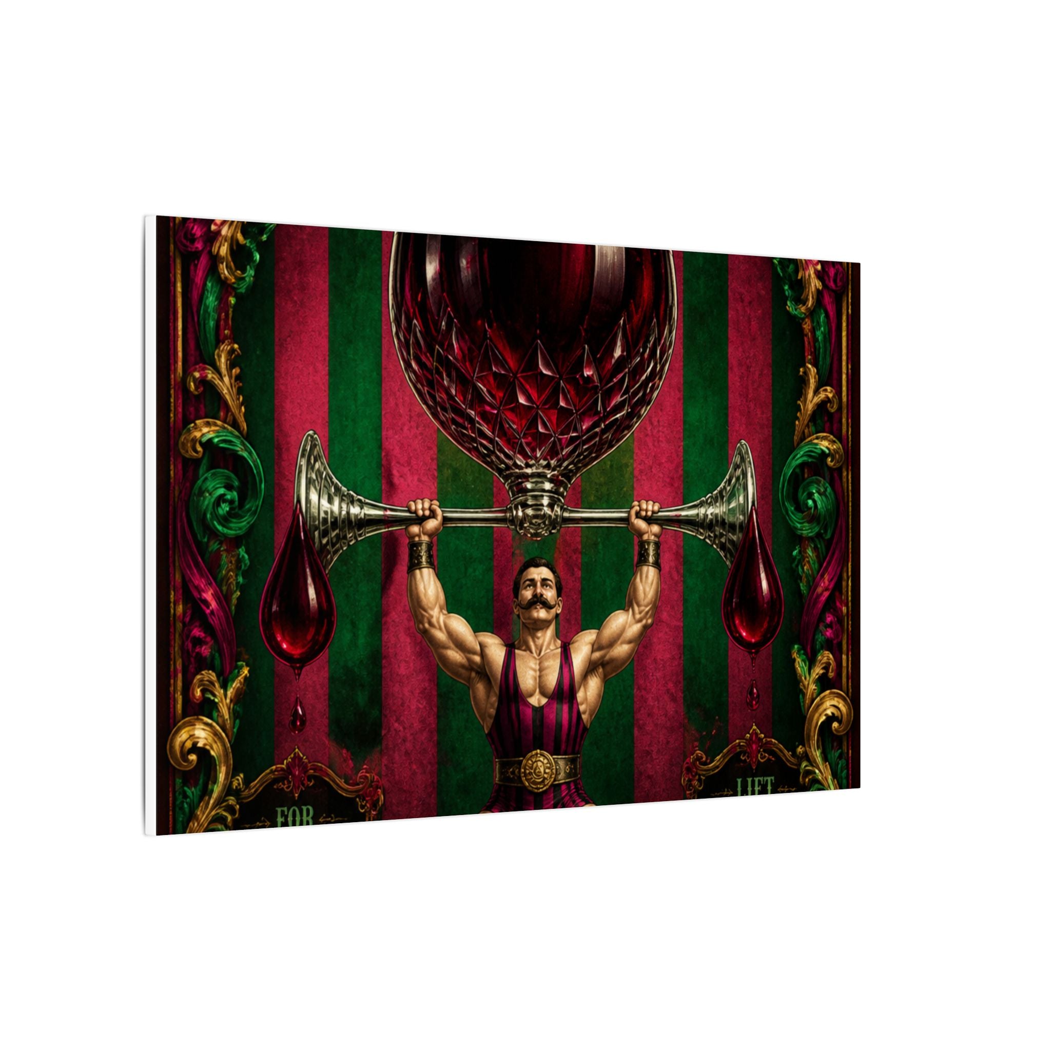 Wine Glass Strongman Wall Art Canvas 16×20 Baroque Home Office Decor Maximalist Print