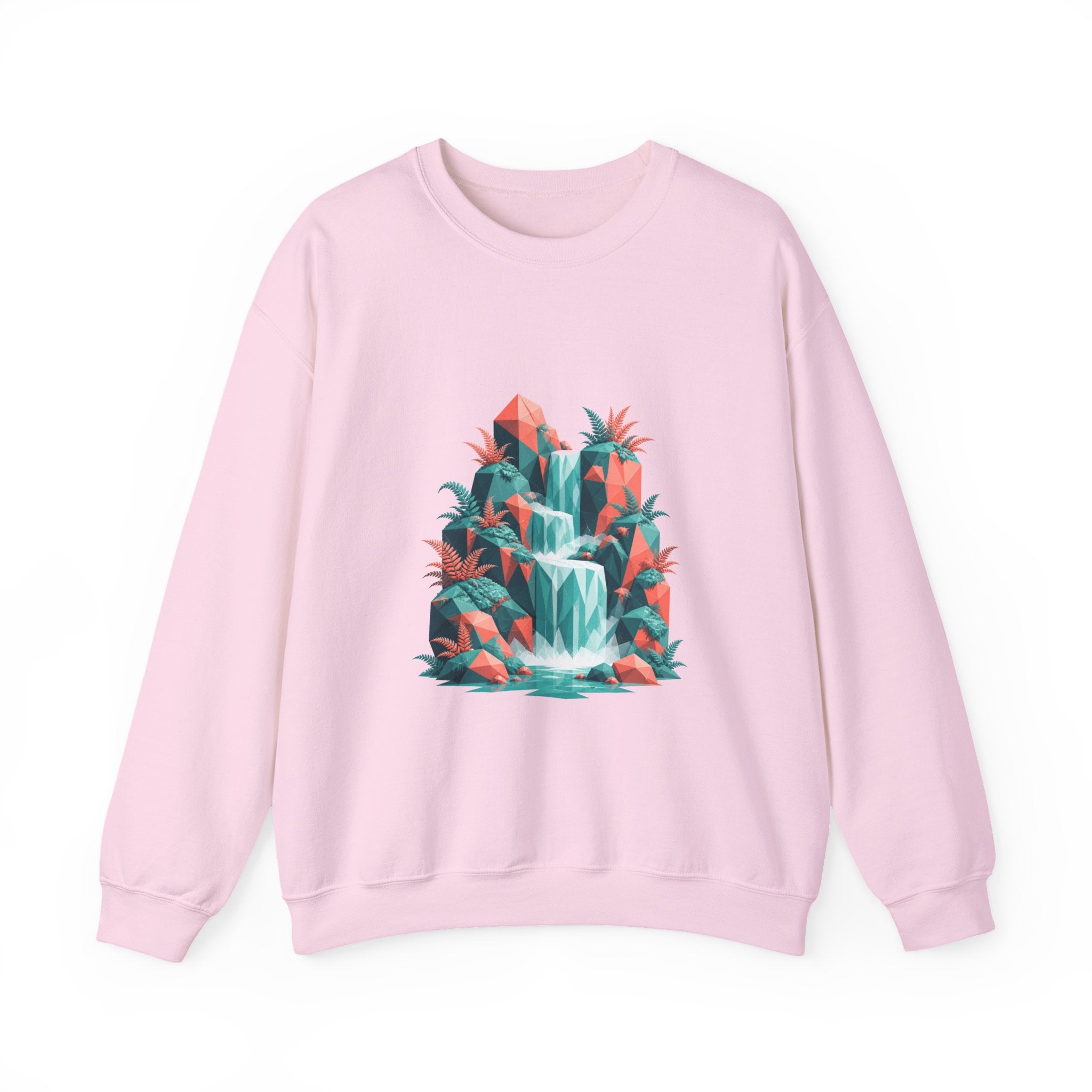 Matching Couple Sweatshirt - Wildfire & Waterfall Matching Couple Premium Fleece Sweatshirt Geometric Art His Hers Love Gift - Design B