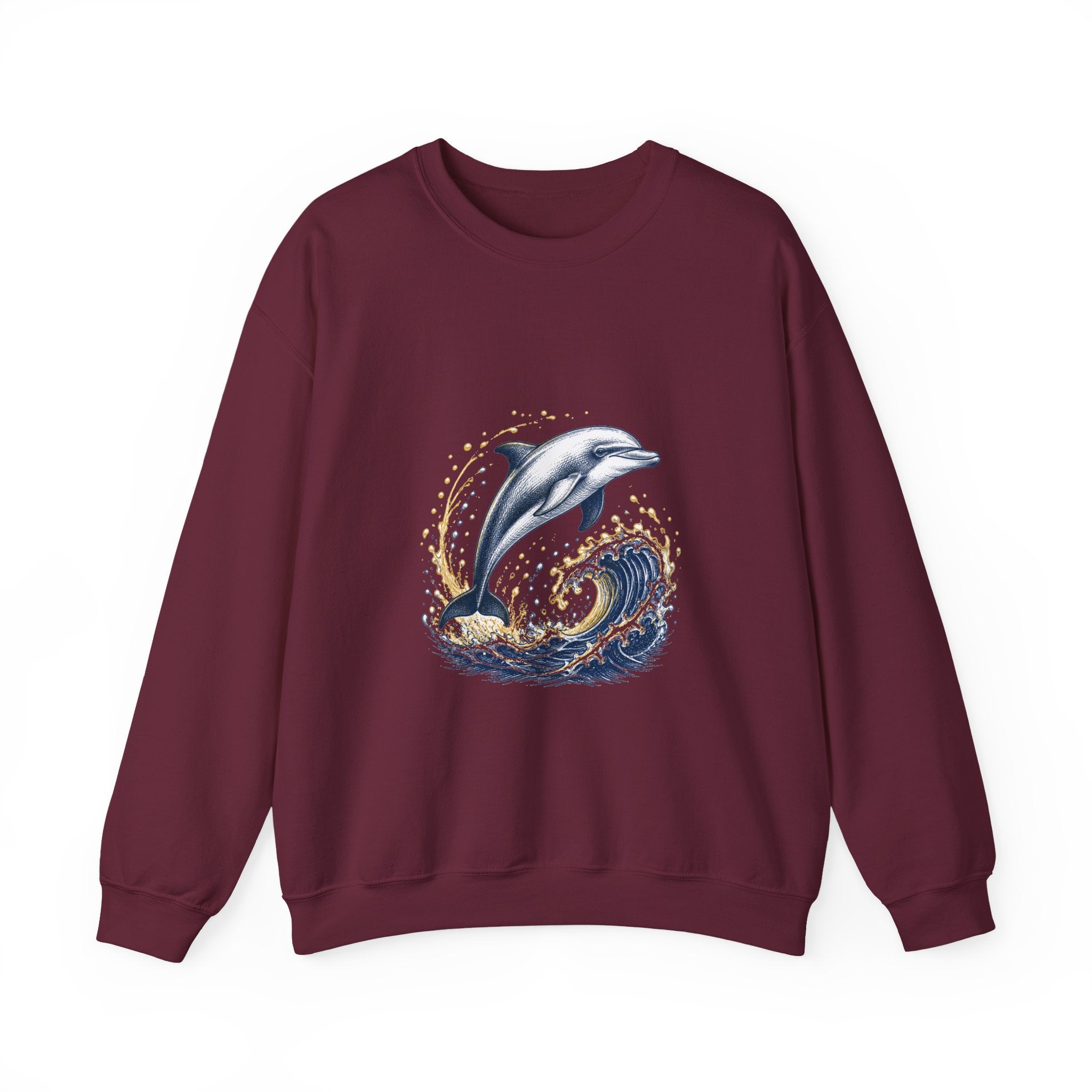 Matching Couple Sweatshirt - Shark & Dolphin Matching Couple Comfort Colors Crew Hand-Drawn Art His Hers Anniversary Gift - Design B