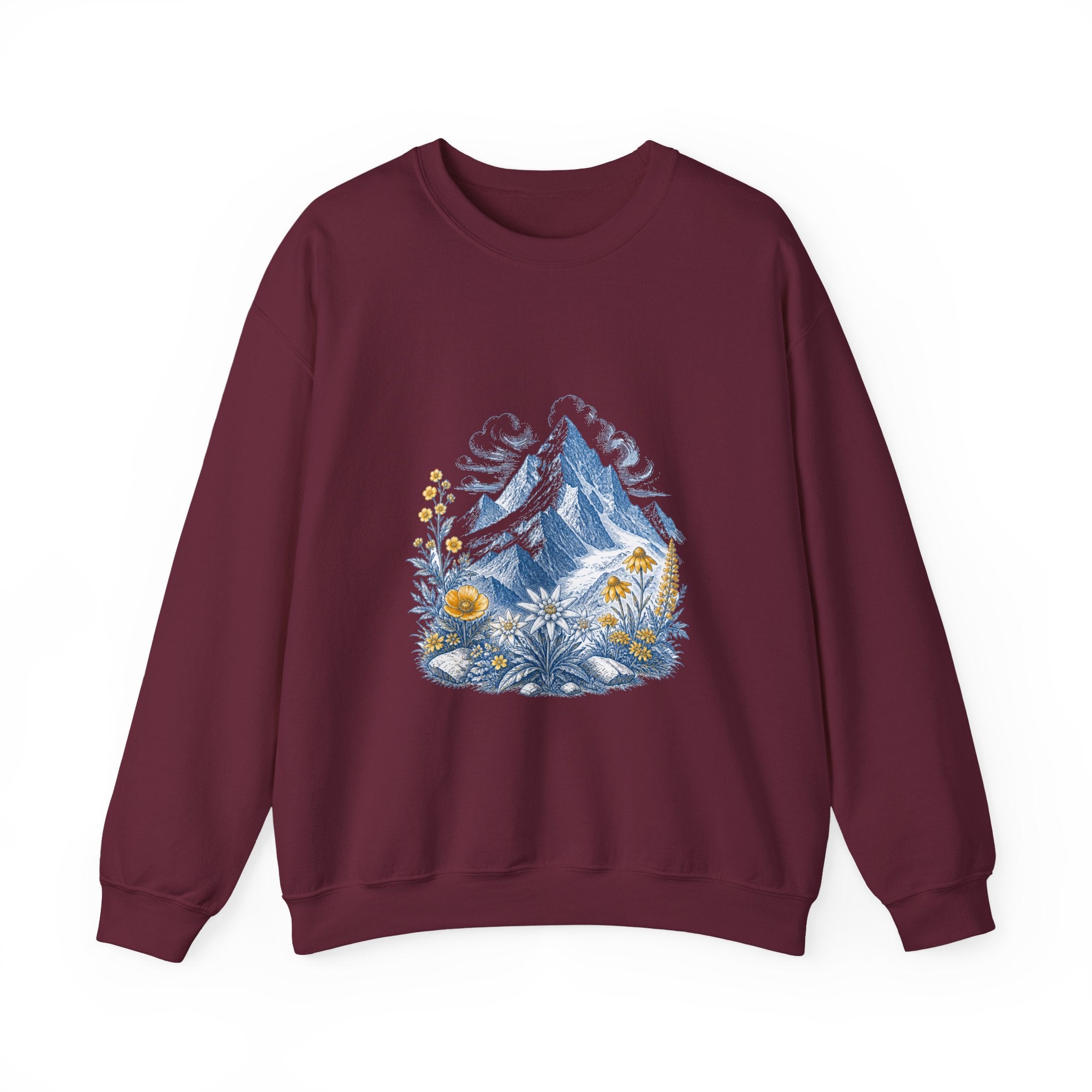 Matching Couple Sweatshirt - Mountain & Ocean Matching Couple Premium Fleece Sweatshirt Vintage Art His Hers Honeymoon Gift - Design A