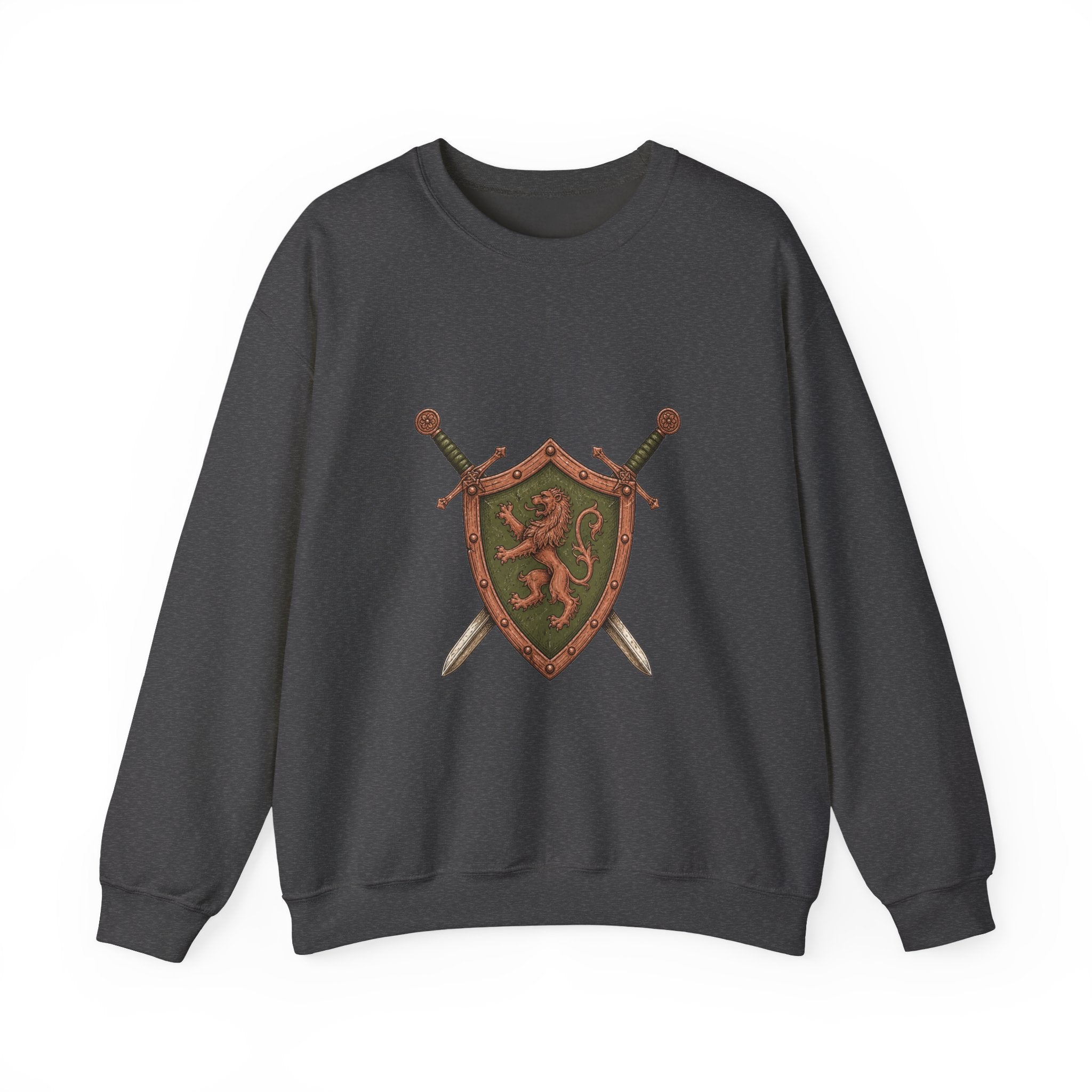 Matching Couple Sweatshirt - Crown & Shield Matching Couple Premium Fleece Sweatshirt Hand-Drawn Art His Hers Anniversary Gift - Design B