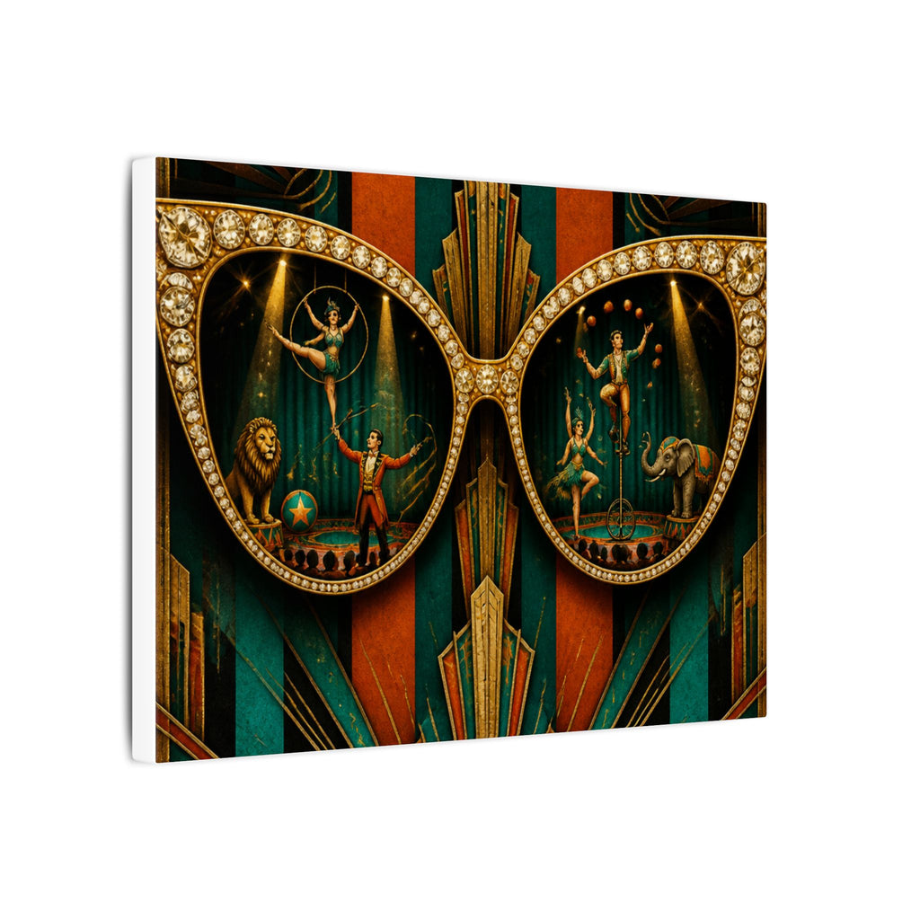 Sunglasses Circus Ring Wall Art Canvas 24×36 Art Deco Bar Area Decor Maximalist Print