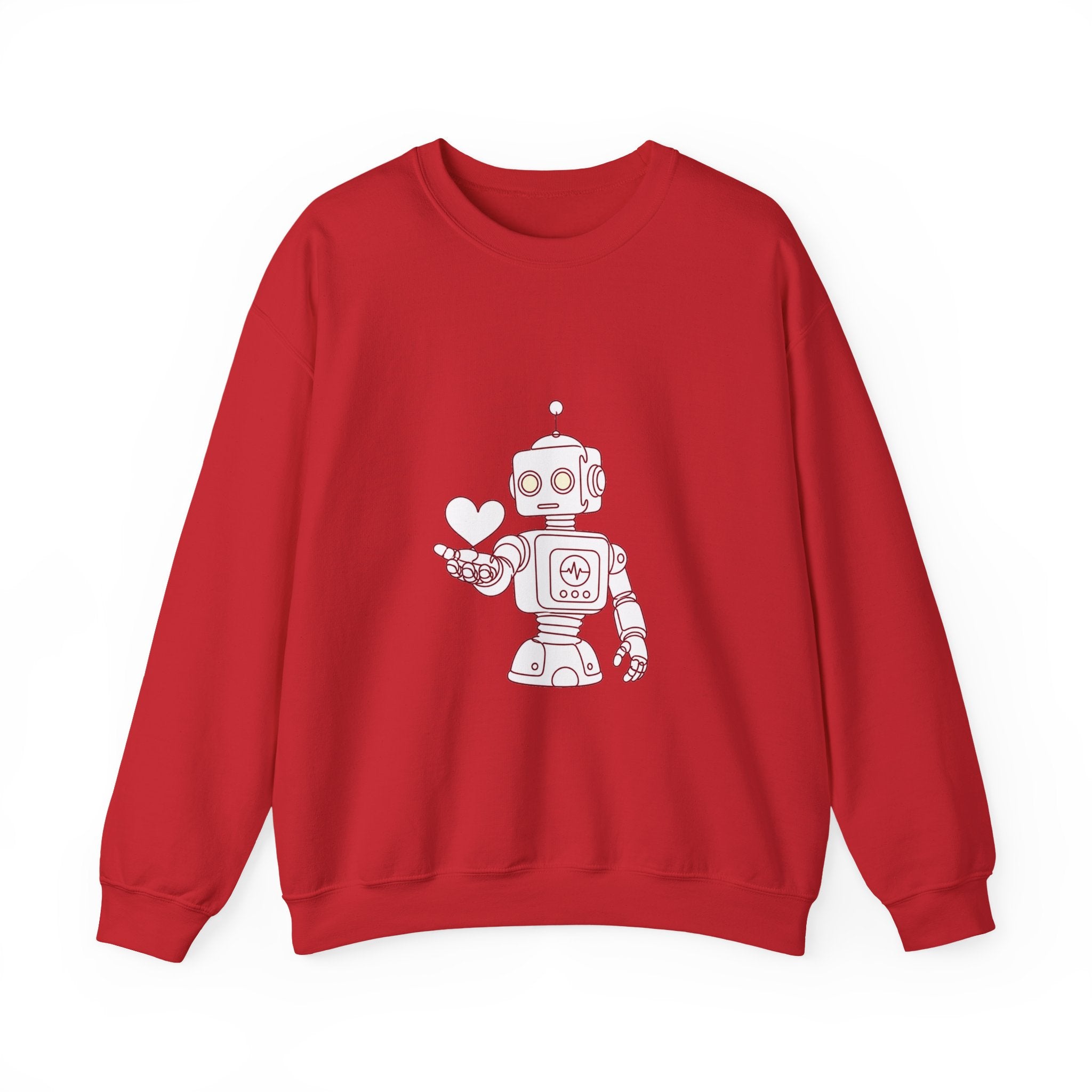 Matching Couple Sweatshirt - Robot & Heart Matching Couple Comfort Colors Crew Minimalist Art His Hers Christmas Gift - Design A