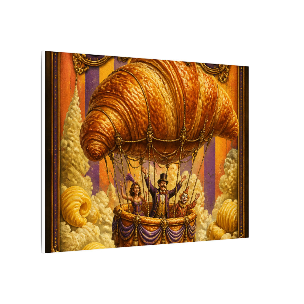Croissant Hot Air Balloon Wall Art Canvas 16×20 Baroque Home Office Decor Maximalist Print