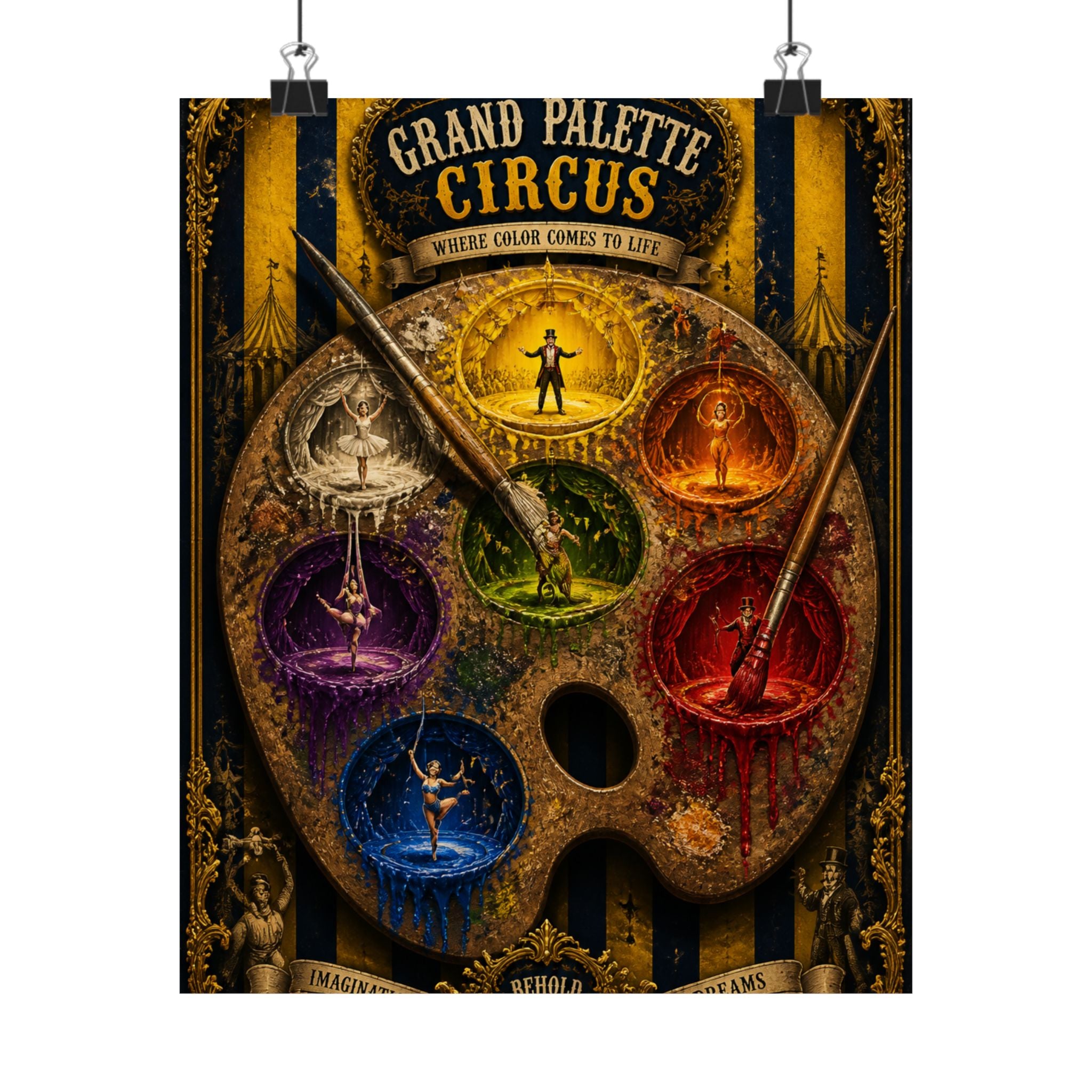 Paint Palette Stage Wall Art Poster 24×36 Baroque Studio Decor Maximalist Print