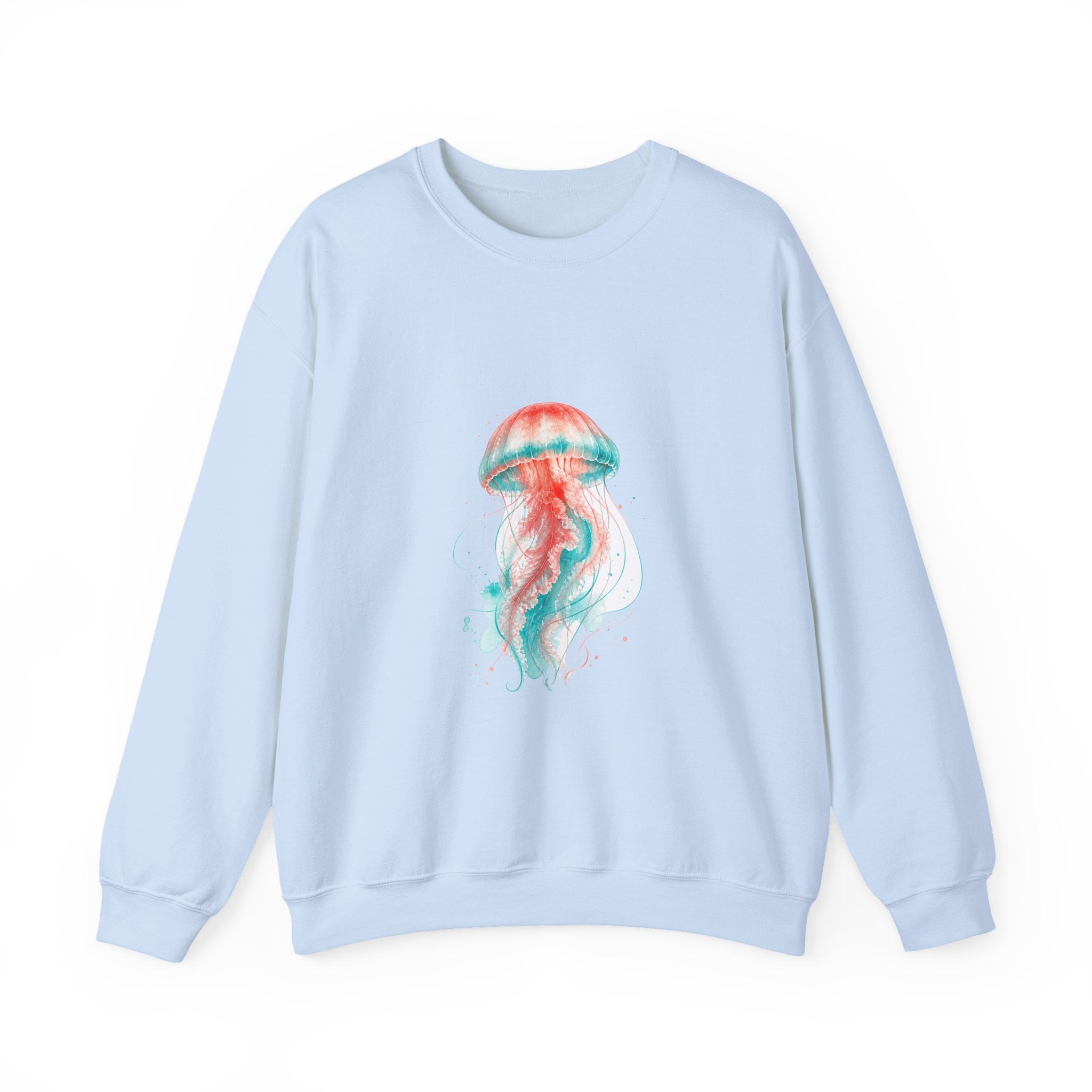 Matching Couple Sweatshirt - Octopus & Jellyfish Matching Couple Premium Fleece Sweatshirt Watercolor Art His Hers Birthday Gift - Design B