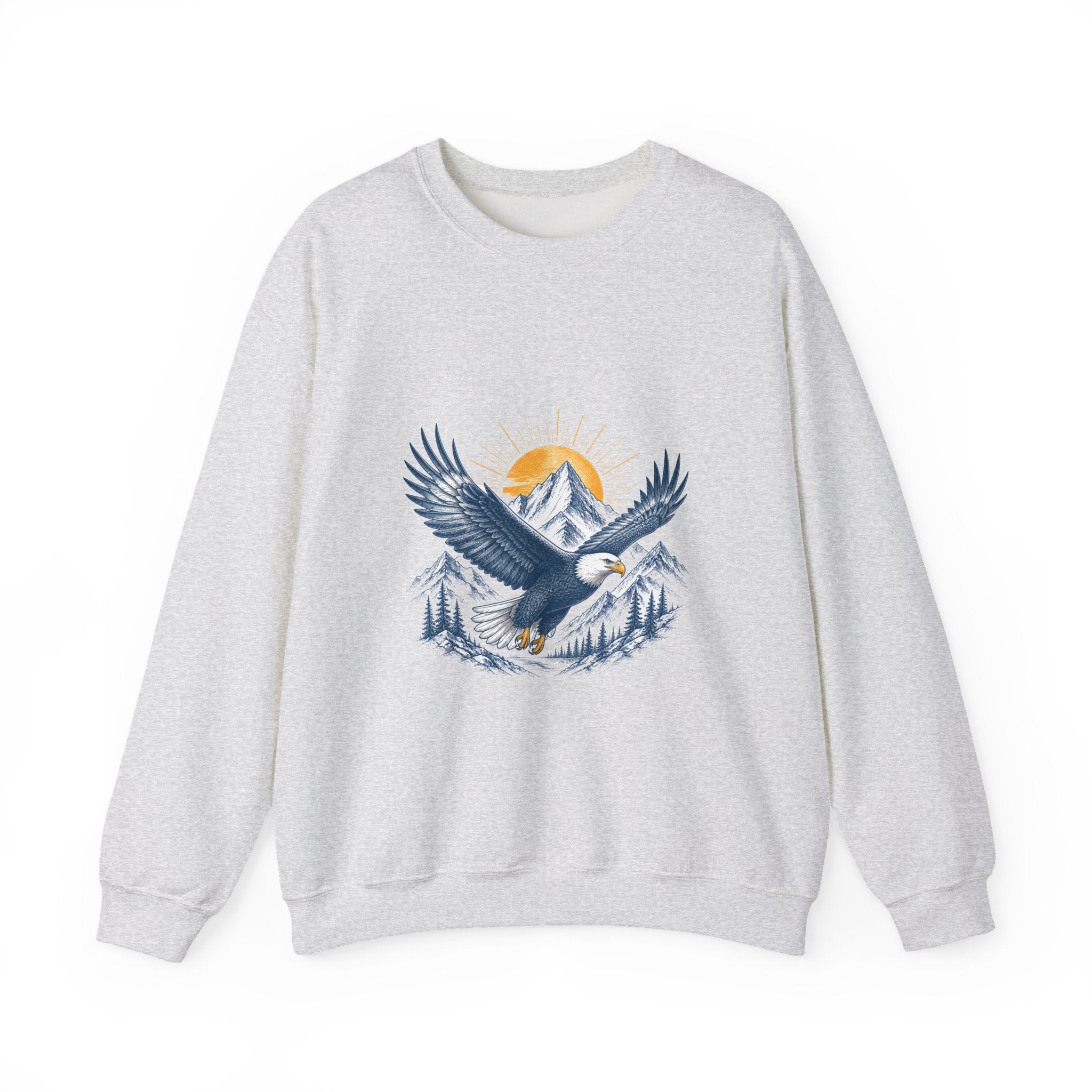 Matching Couple Sweatshirt - Eagle & Whale Matching Couple Premium Fleece Sweatshirt Hand-Drawn Art His Hers Anniversary Gift - Design A