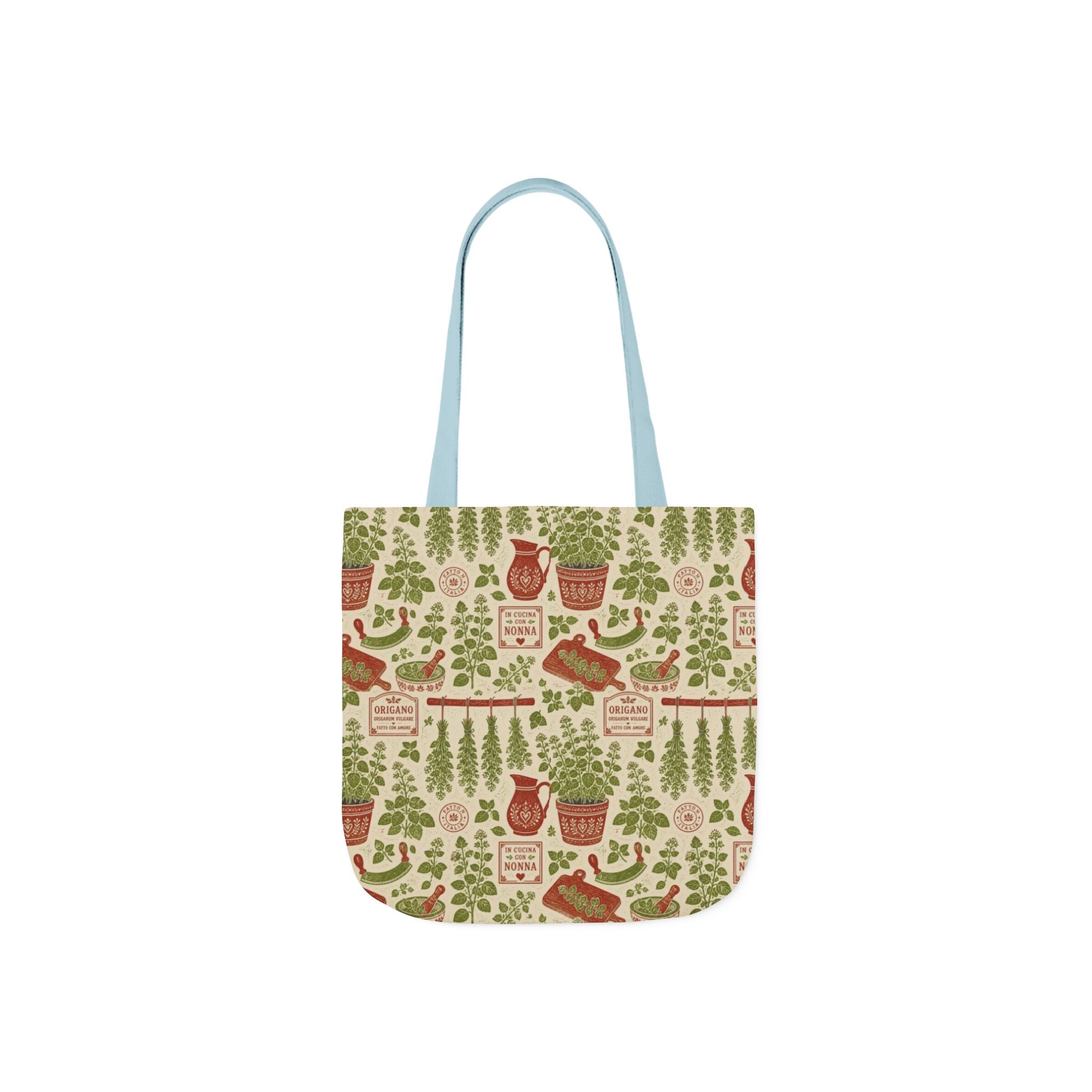 Oregano Sprigs Canvas Tote Bag Mediterranean Kitchen Linocut Design Italian Cottagecore Gift