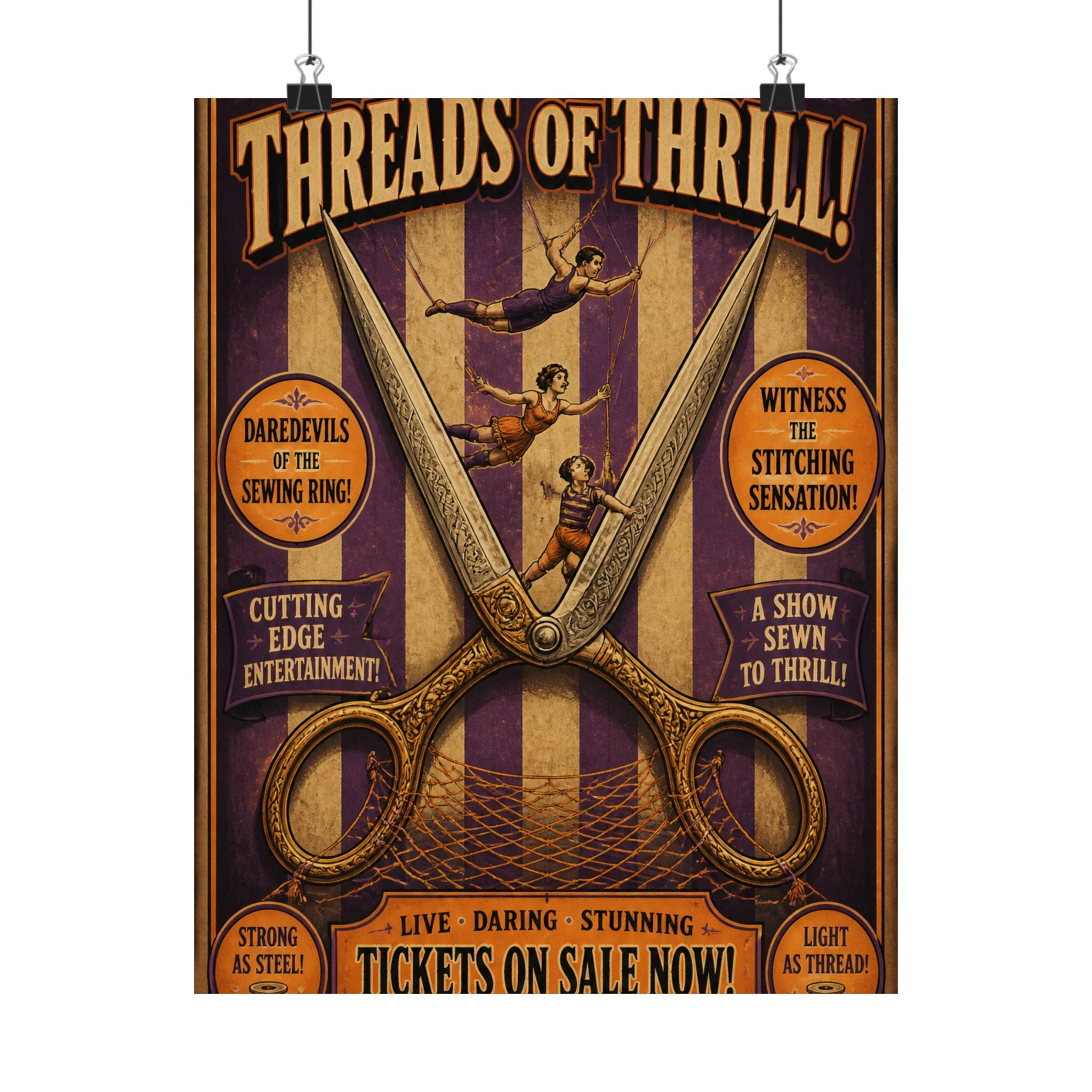 Giant Scissors Trapeze Wall Art Poster 18×24 Vintage Circus Kitchen Decor Maximalist Print
