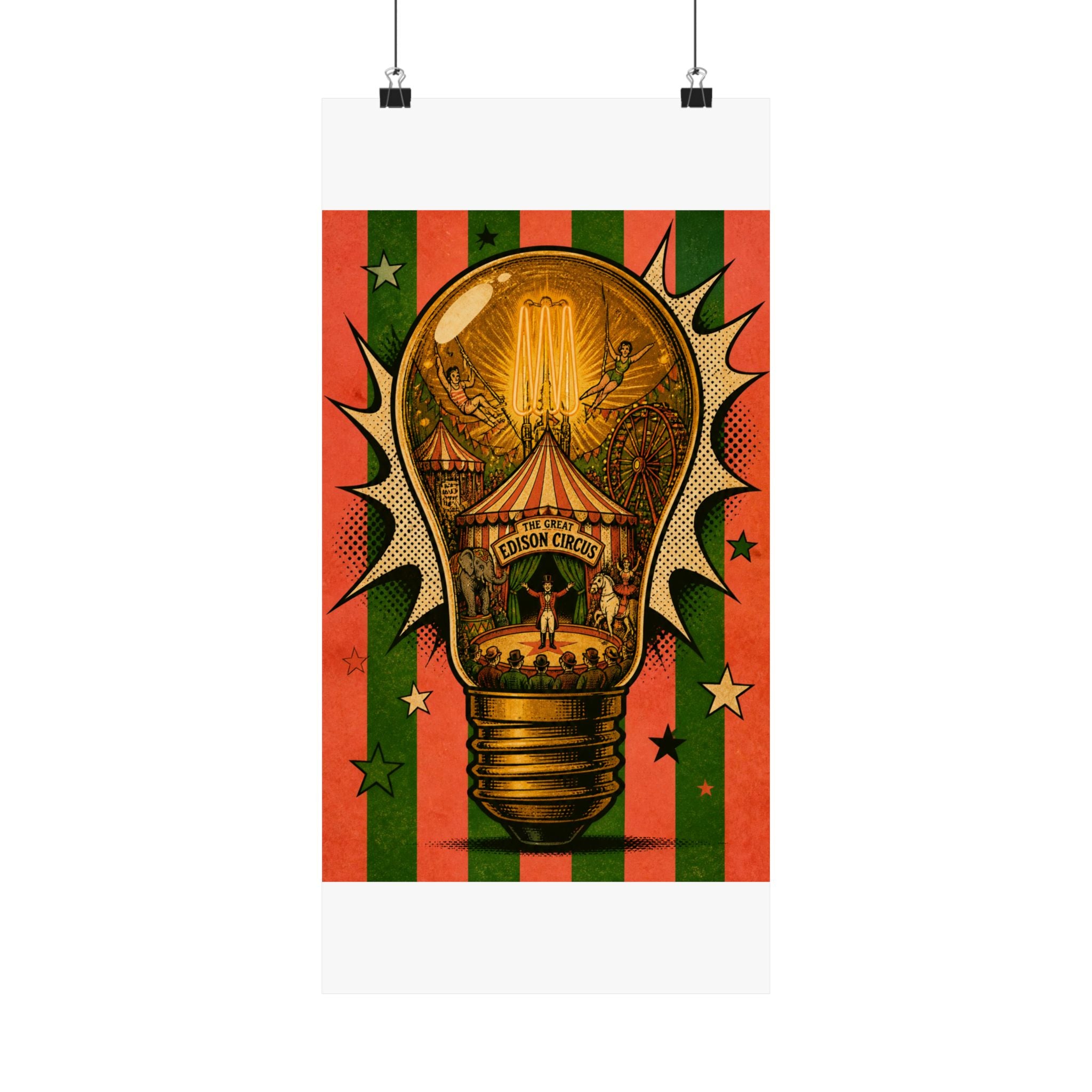 Light Bulb Circus Wall Art Poster 18×24 Pop Art Living Room Decor Maximalist Print