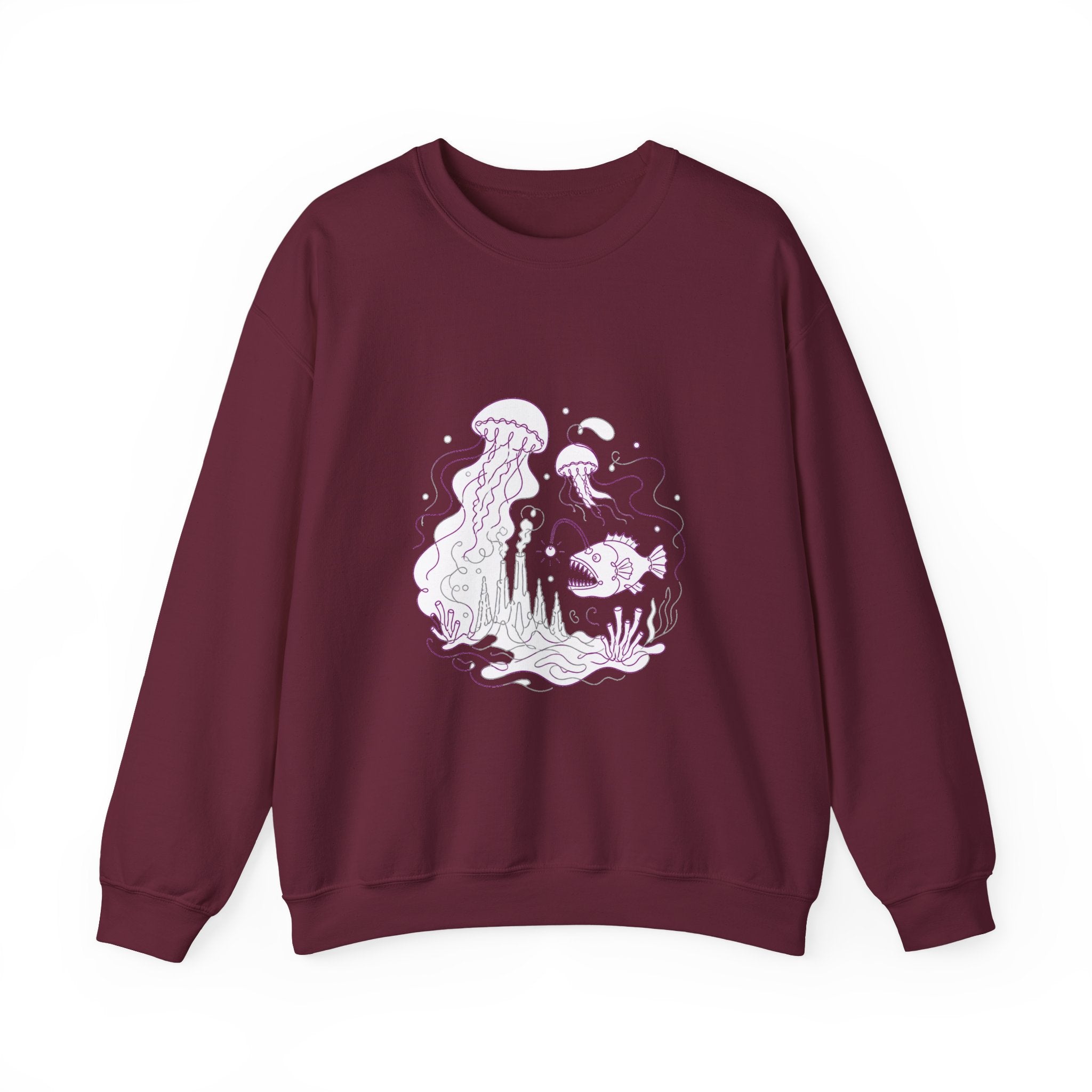 Matching Couple Sweatshirt - Coral Reef & Deep Sea Matching Couple Premium Fleece Sweatshirt Minimalist Art His Hers Christmas Gift - Design B