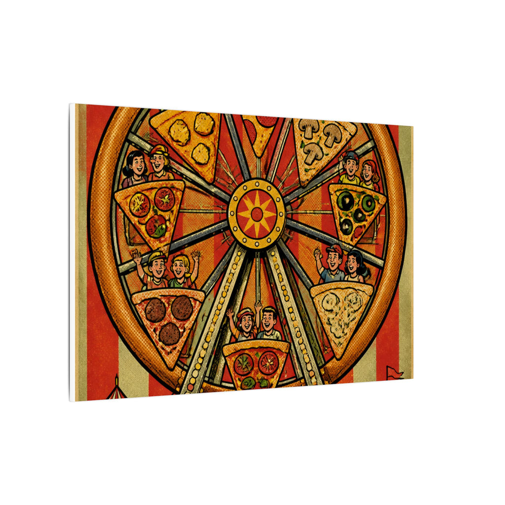 Pizza Ferris Wheel Wall Art Canvas 24×36 Pop Art Restaurant Decor Maximalist Print