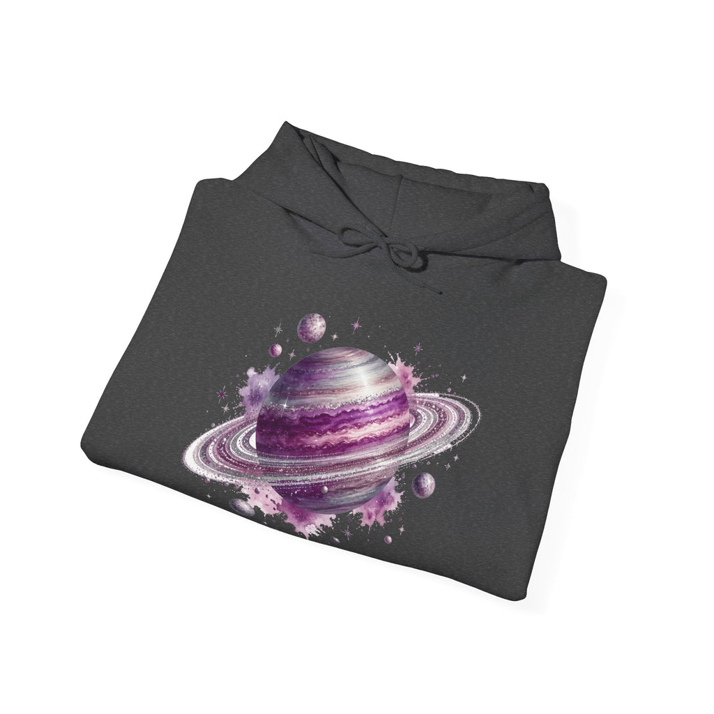 Matching Couple Sweatshirt - Astronaut & Planet Matching Couple Hooded Sweatshirt Watercolor Art His Hers Engagement Gift - Design B