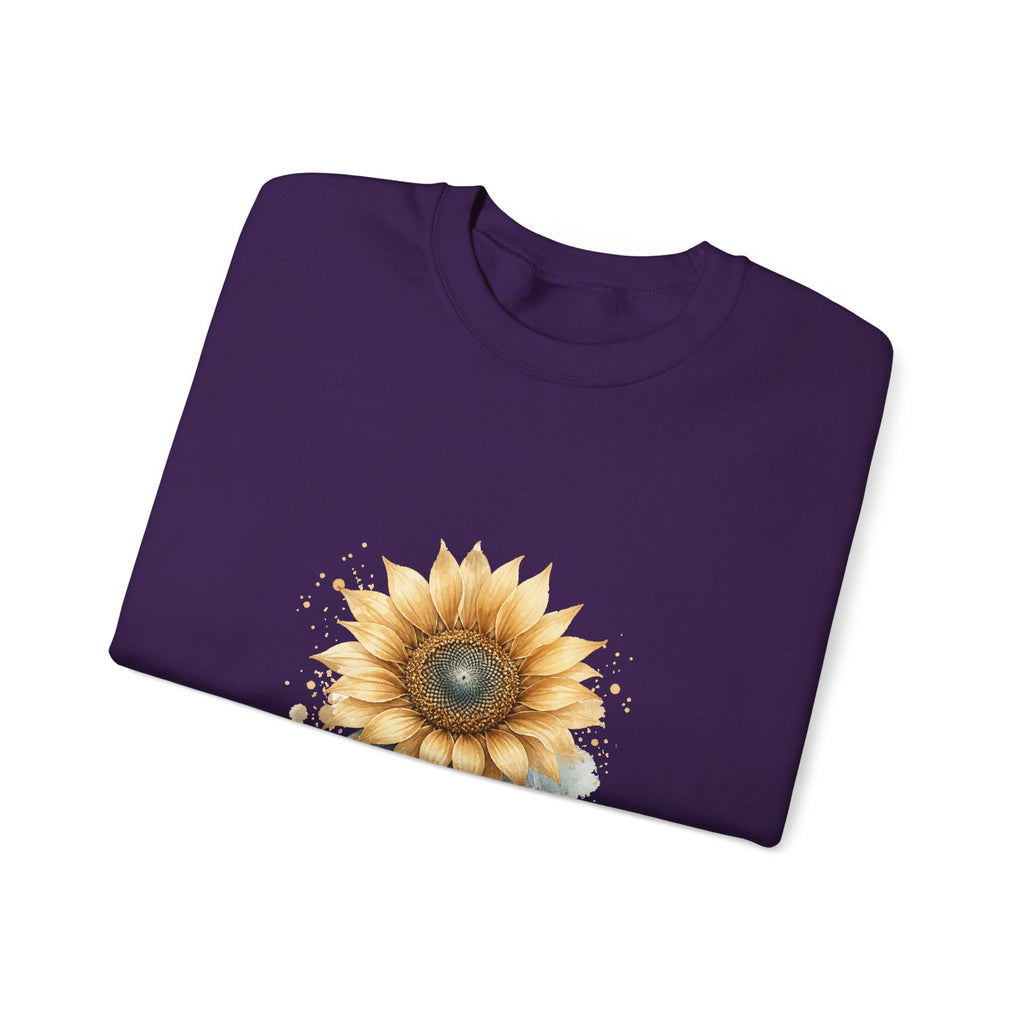 Matching Couple Sweatshirt - Sunflower & Moonflower Matching Couple Comfort Colors Crew Watercolor Art His Hers Birthday Gift - Design A