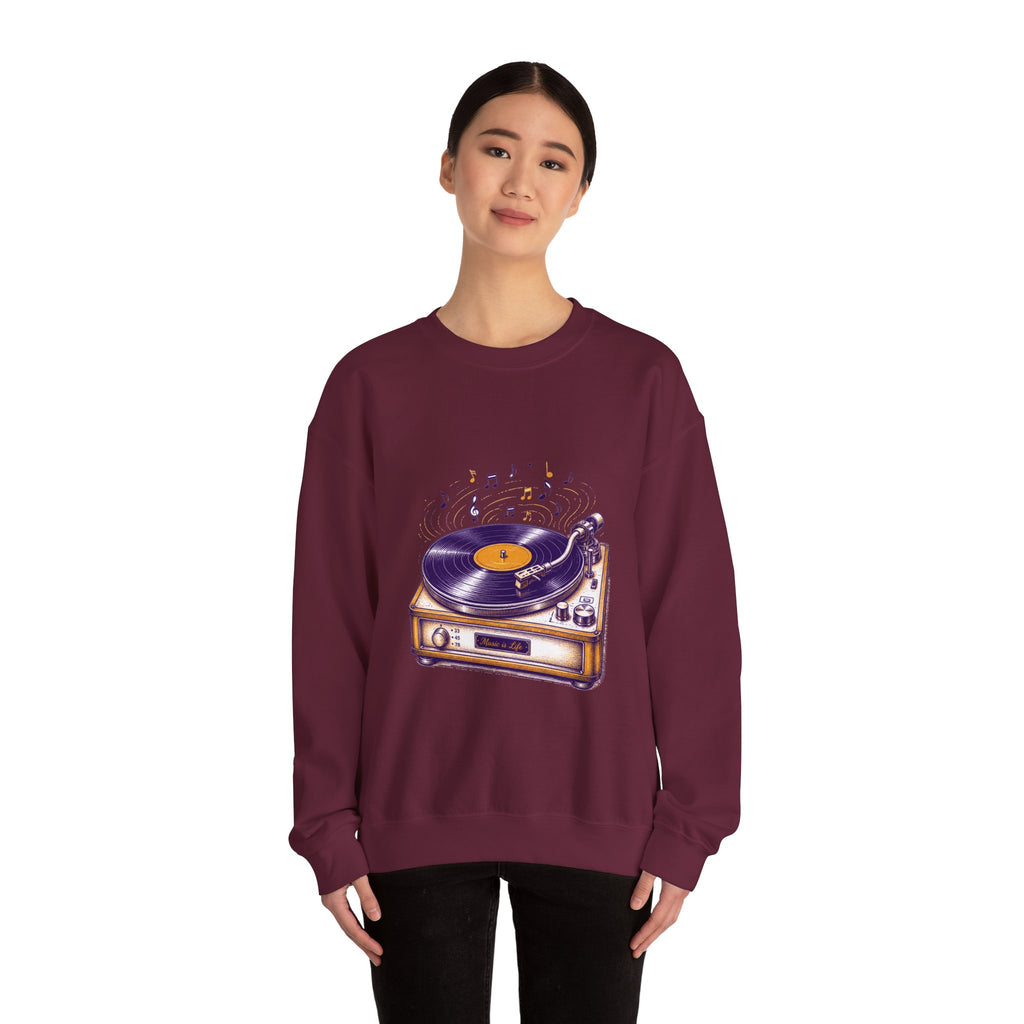 Matching Couple Sweatshirt - Vinyl & Cassette Matching Couple Premium Fleece Sweatshirt Hand-Drawn Art His Hers Anniversary Gift - Design A