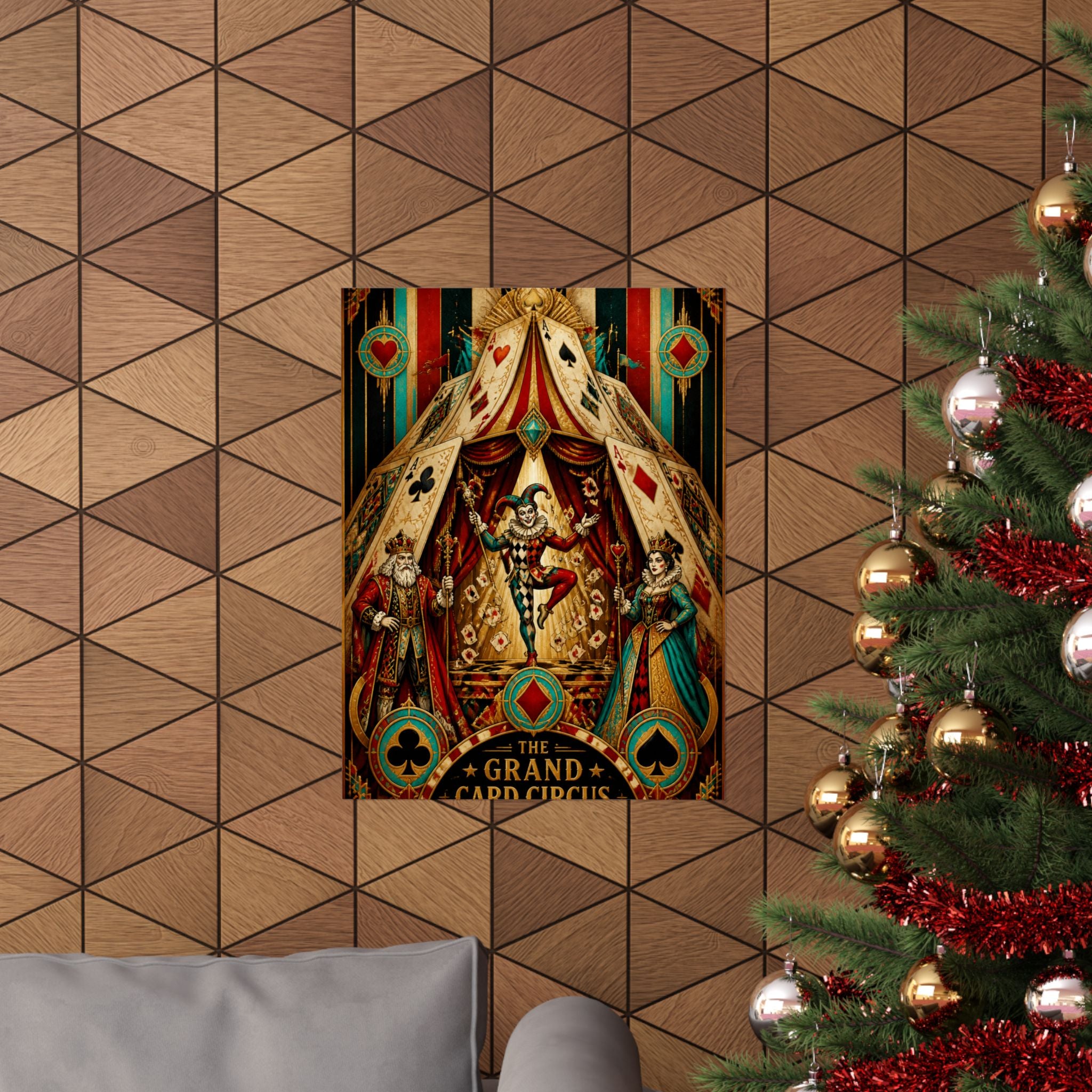 Playing Cards Tent Wall Art Poster 18×24 Art Deco Entryway Decor Maximalist Print