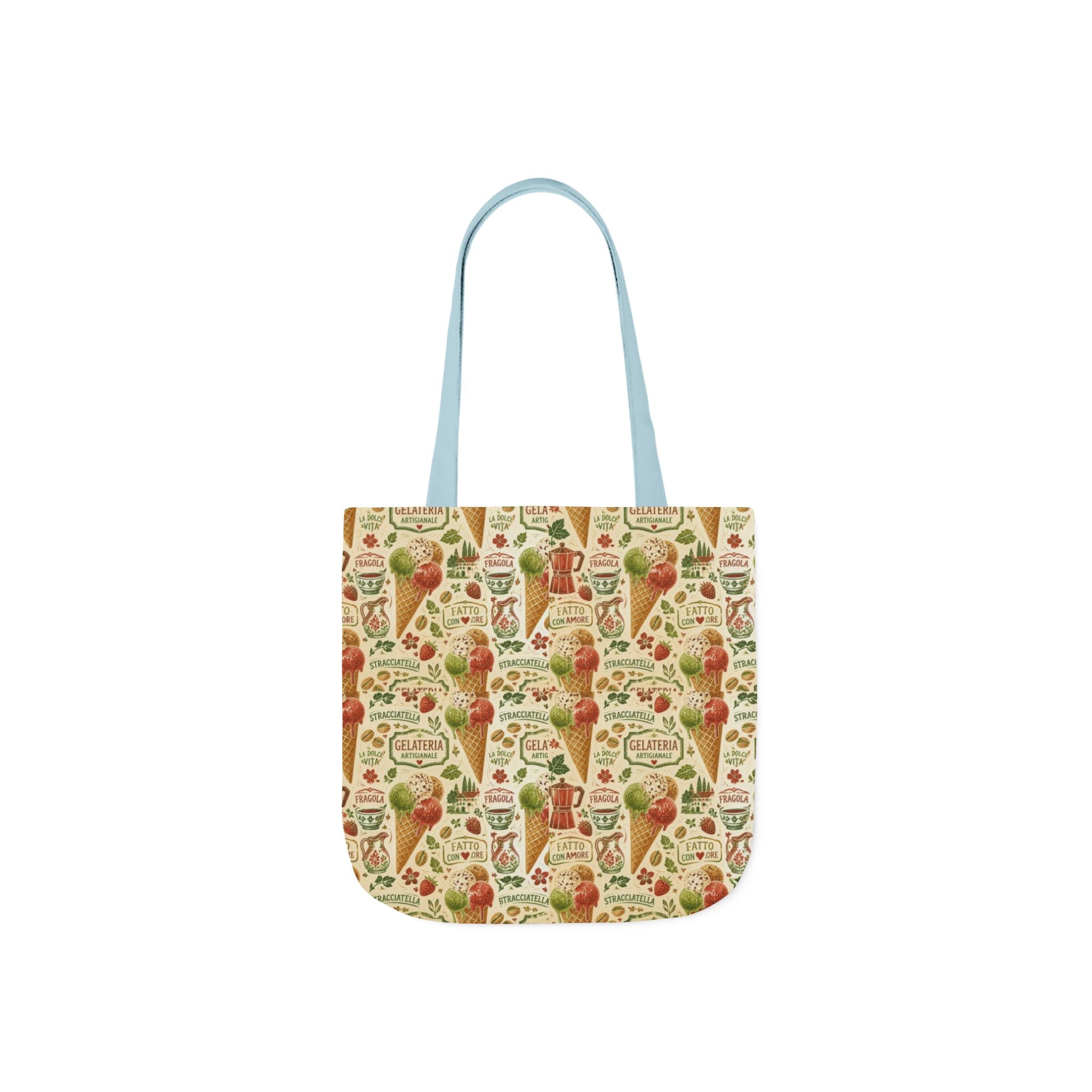 Gelato Scoops Canvas Tote Bag Mediterranean Kitchen Linocut Design Italian Cottagecore Gift