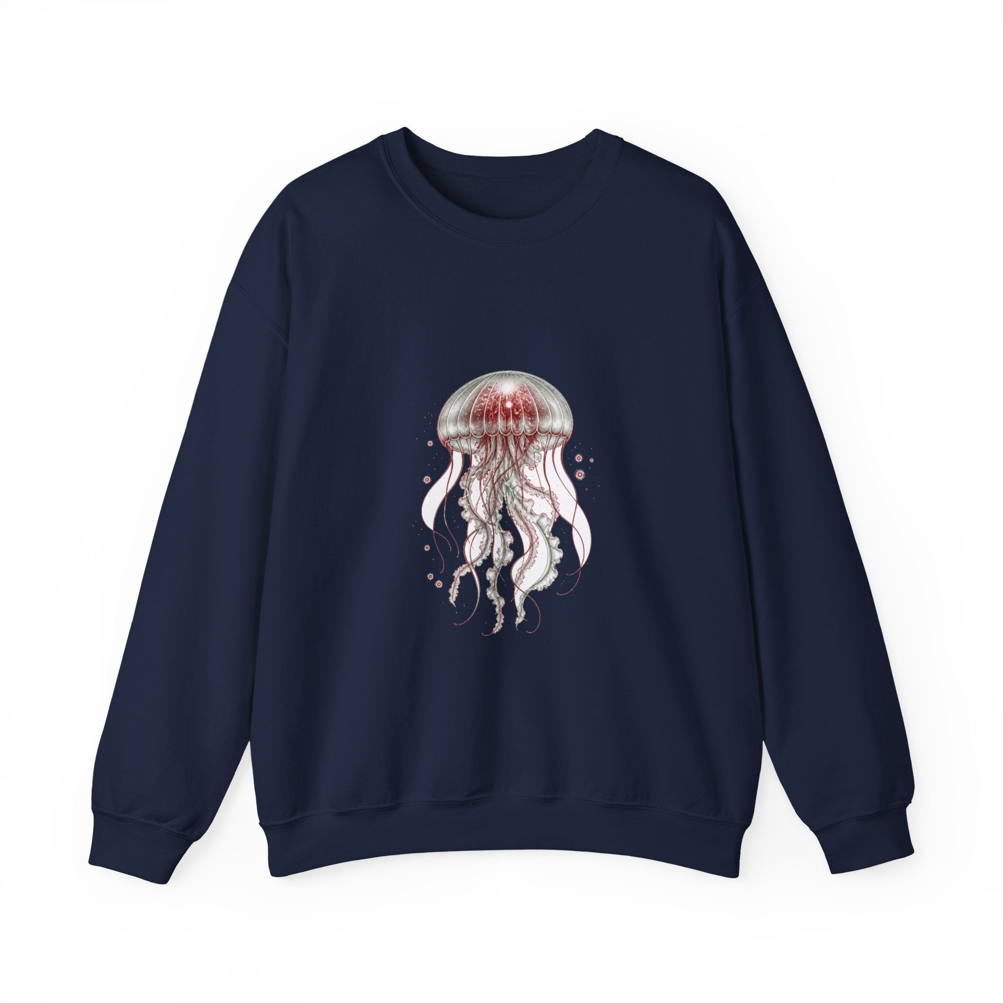 Matching Couple Sweatshirt - Octopus & Jellyfish Matching Couple Crewneck Sweatshirt Vintage Art His Hers Wedding Gift - Design B
