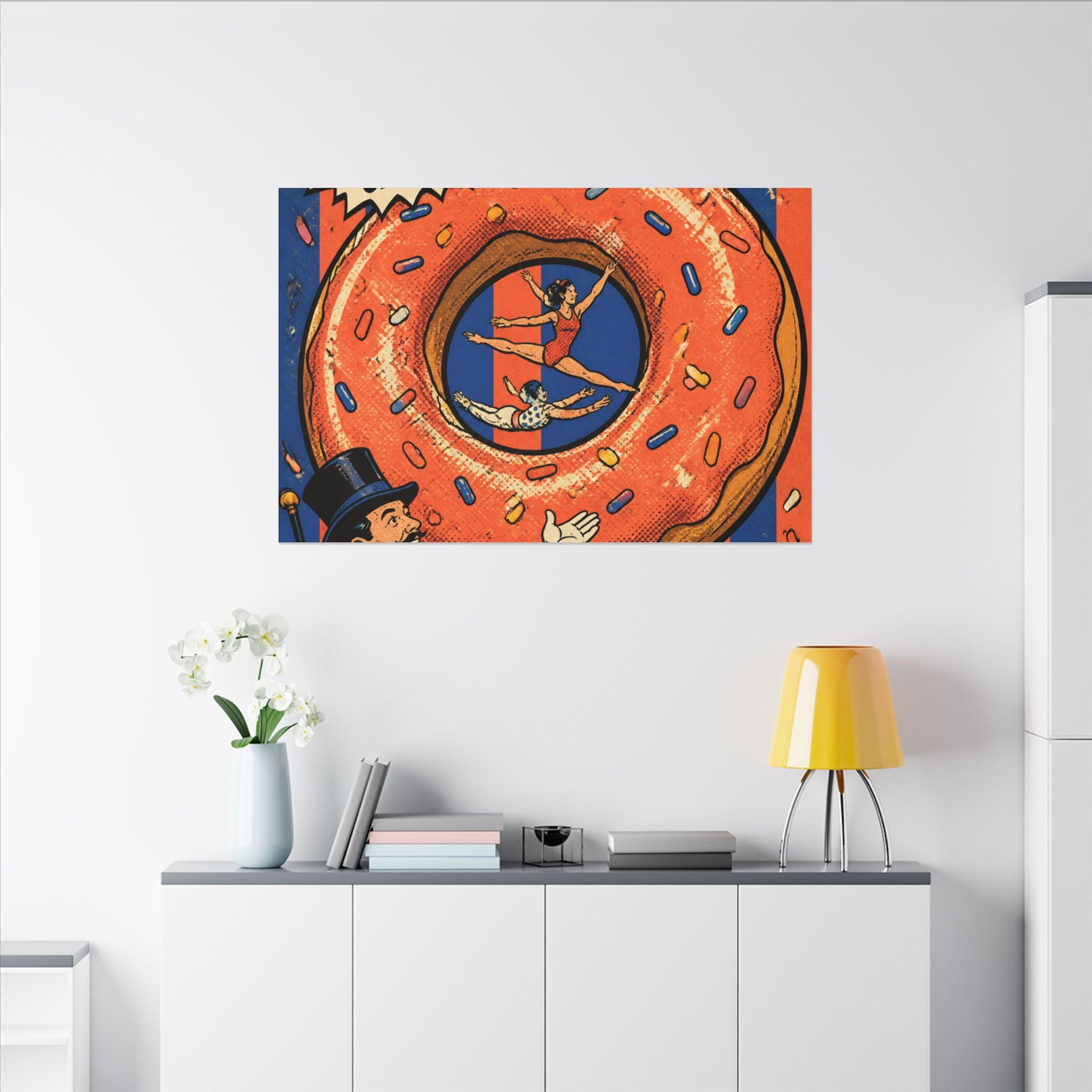 Donut Circus Ring Wall Art Canvas 16×20 Pop Art Living Room Decor Maximalist Print
