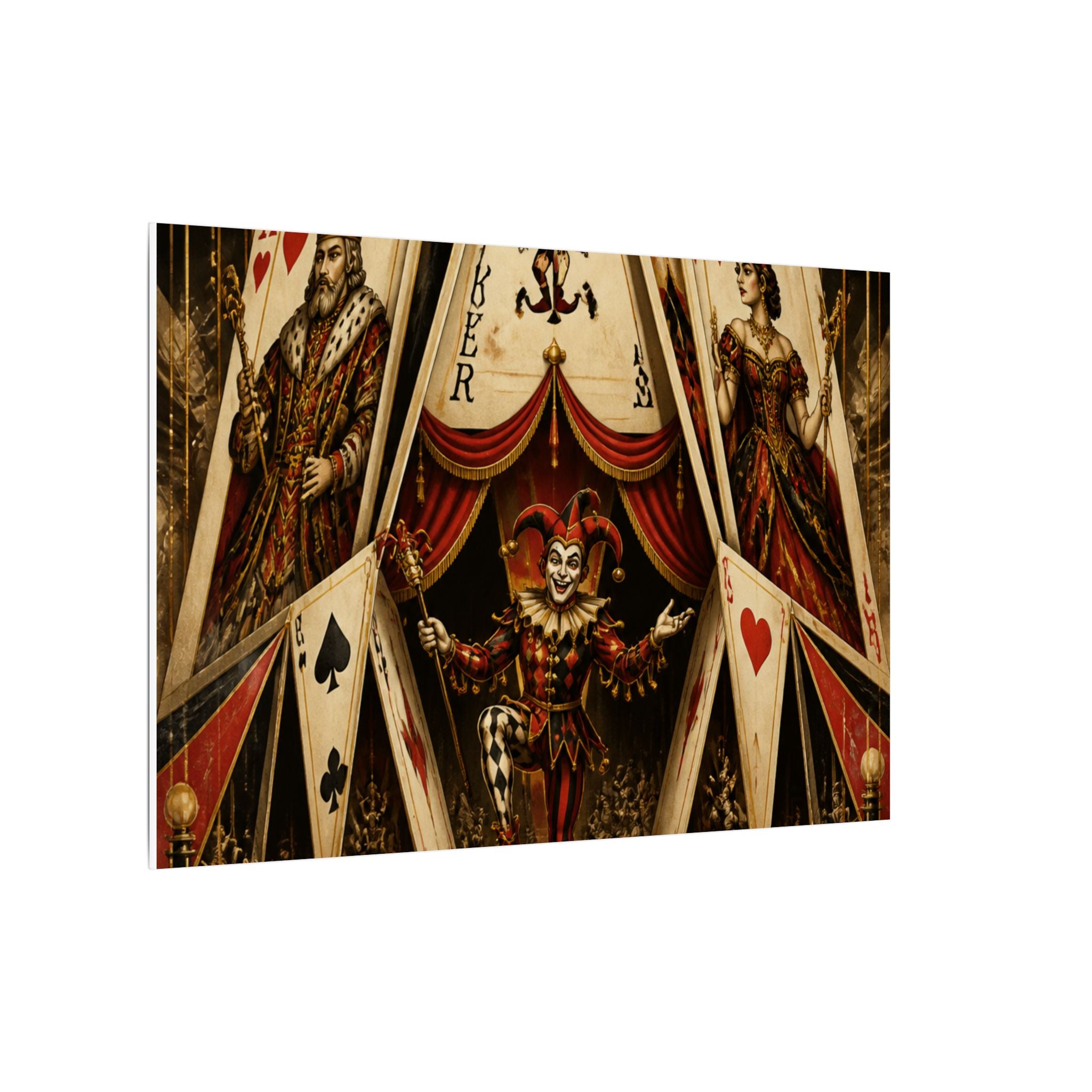 Playing Cards Tent Wall Art Canvas 24×36 Art Deco Bar Area Decor Maximalist Print