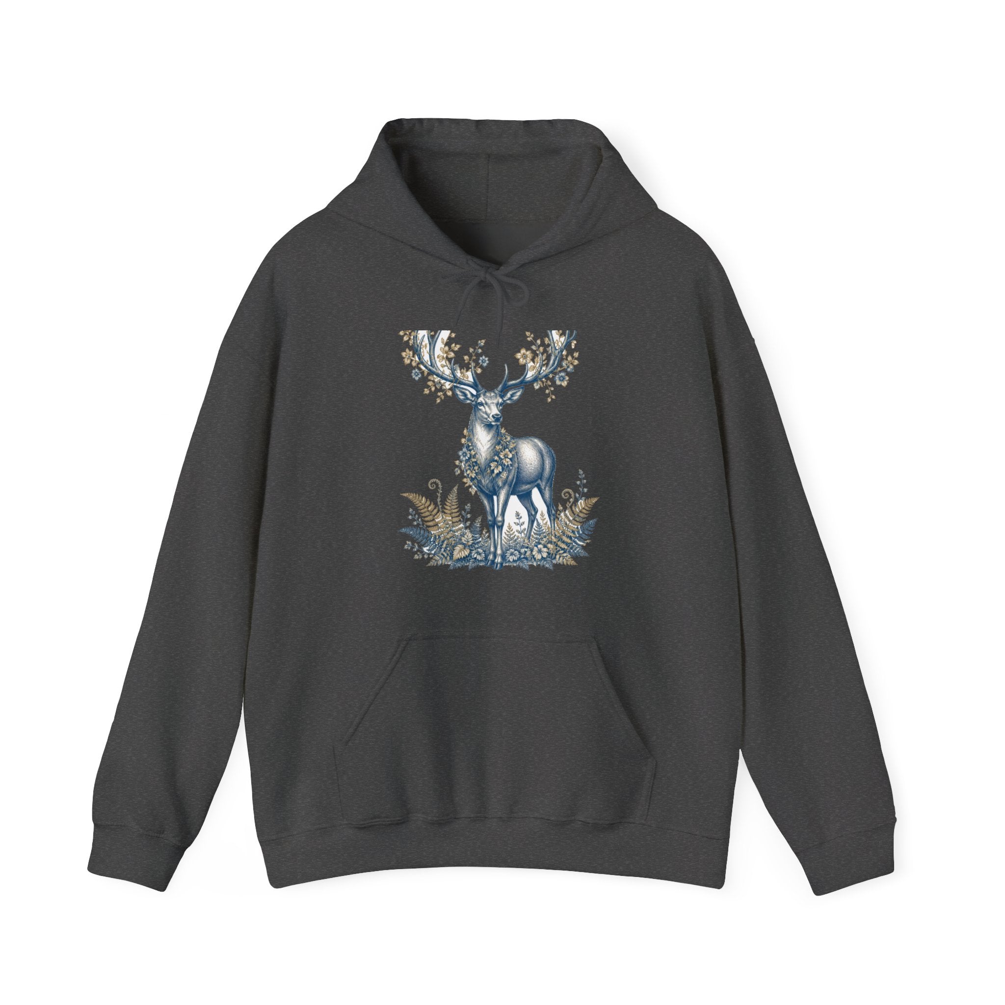 Matching Couple Sweatshirt - Bear & Deer Matching Couple Hooded Sweatshirt Vintage Art His Hers Wedding Gift - Design B