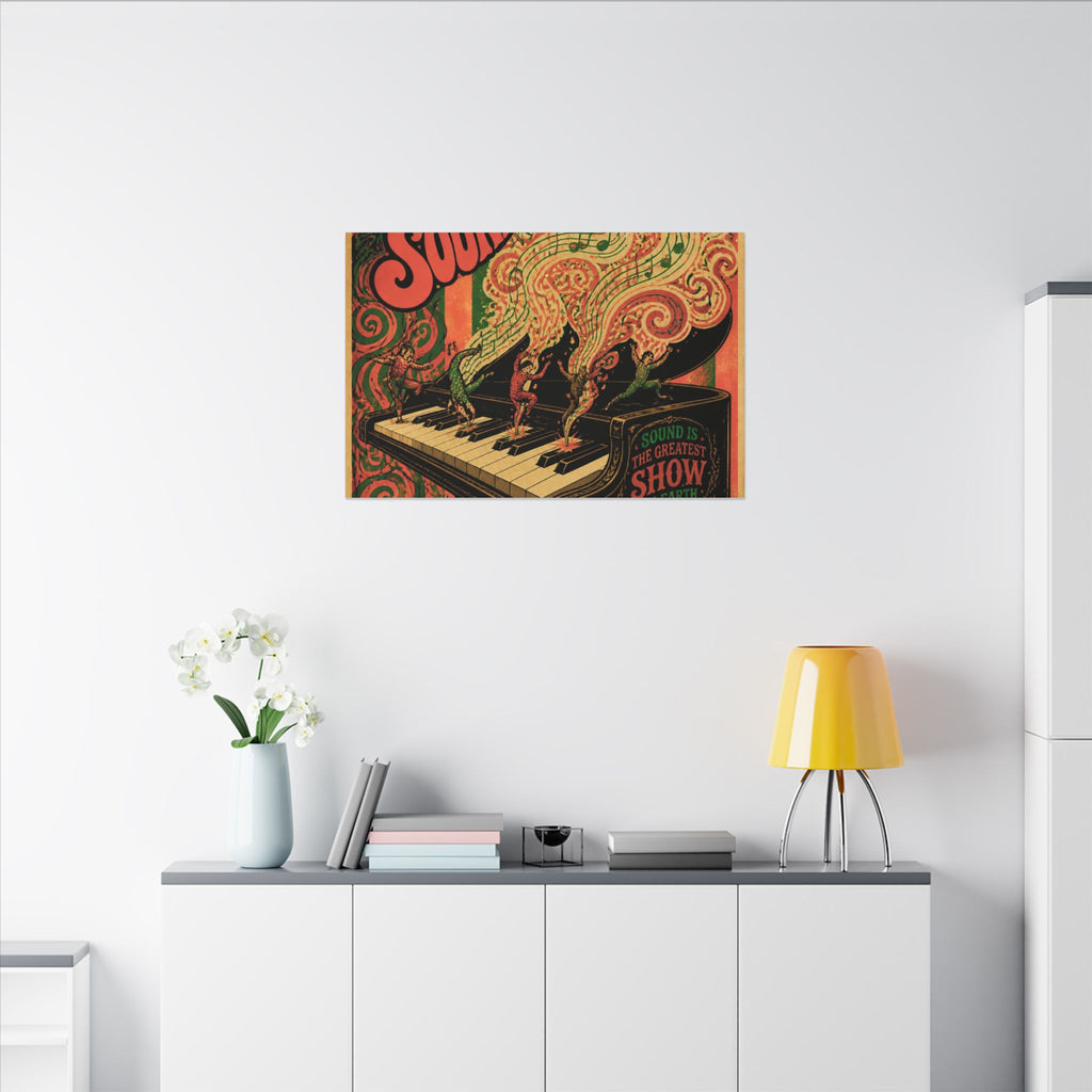 Grand Piano Acrobats Wall Art Canvas 16×20 Psychedelic Cafe Decor Maximalist Print
