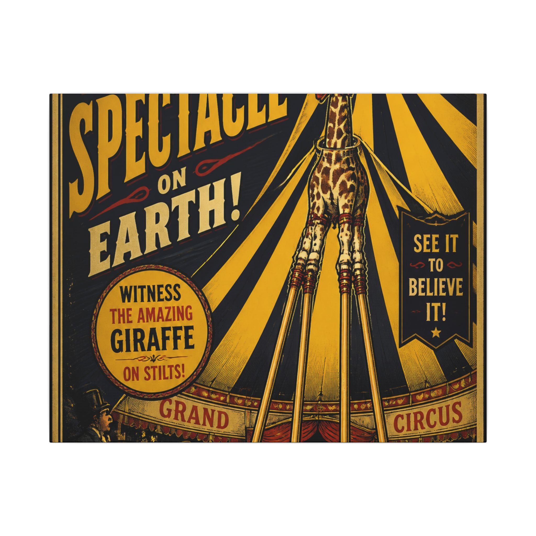 Giraffe on Stilts Wall Art Canvas 16×20 Vintage Circus Kitchen Decor Maximalist Print