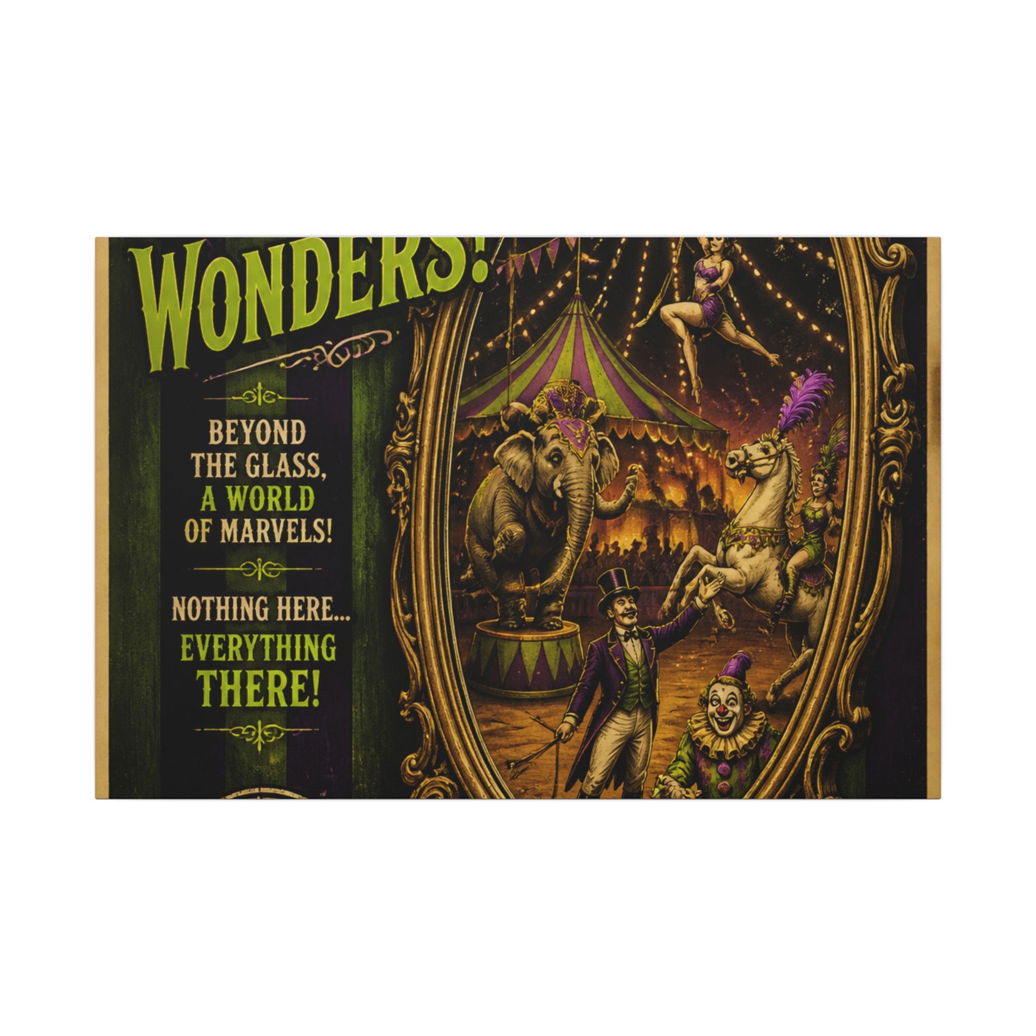 Vintage Mirror Circus Wall Art Canvas 24×36 Vintage Circus Bedroom Decor Maximalist Print