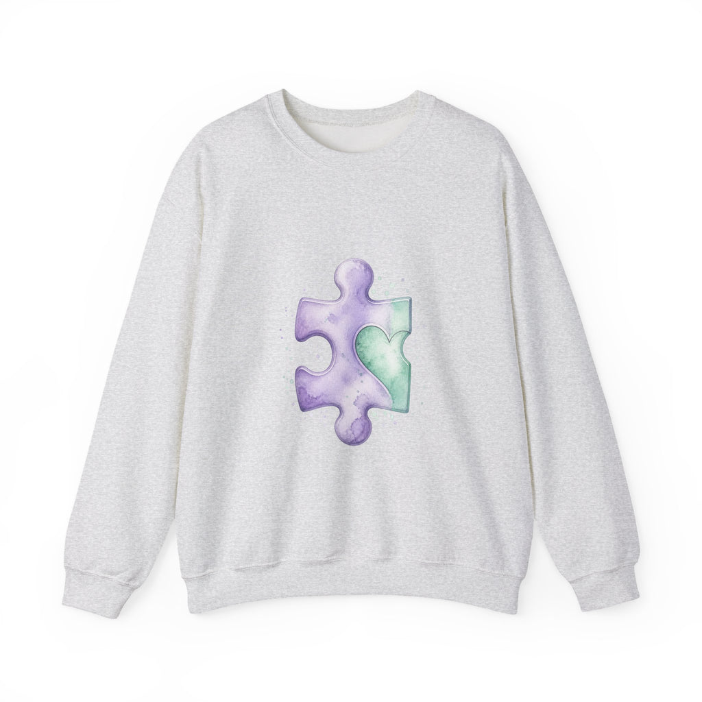 Matching Couple Sweatshirt - Puzzle Pieces Matching Couple Comfort Colors Crew Watercolor Art His Hers Birthday Gift - Design A