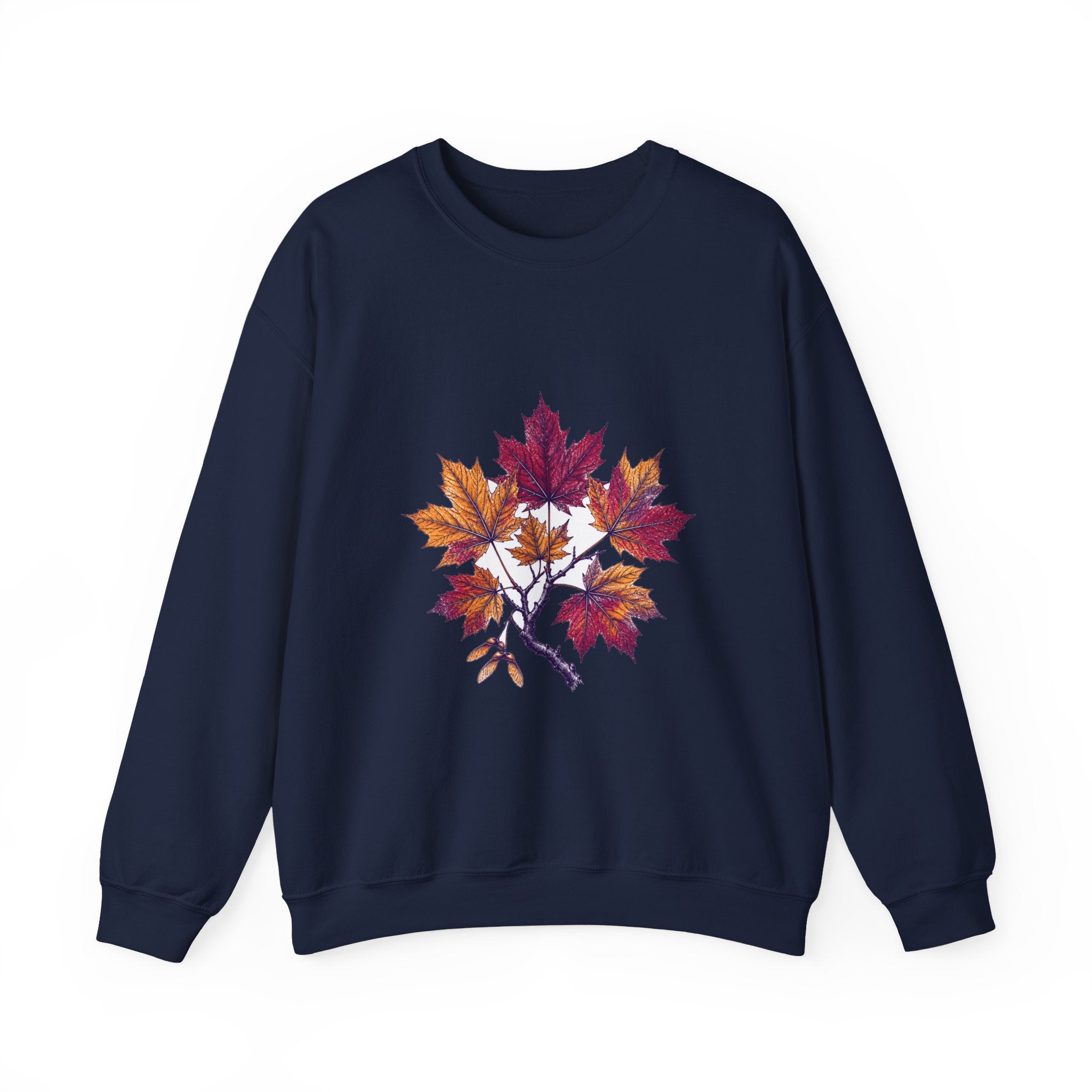 Matching Couple Sweatshirt - Cherry Blossom & Maple Leaf Matching Couple Comfort Colors Crew Hand-Drawn Art His Hers Anniversary Gift - Design B