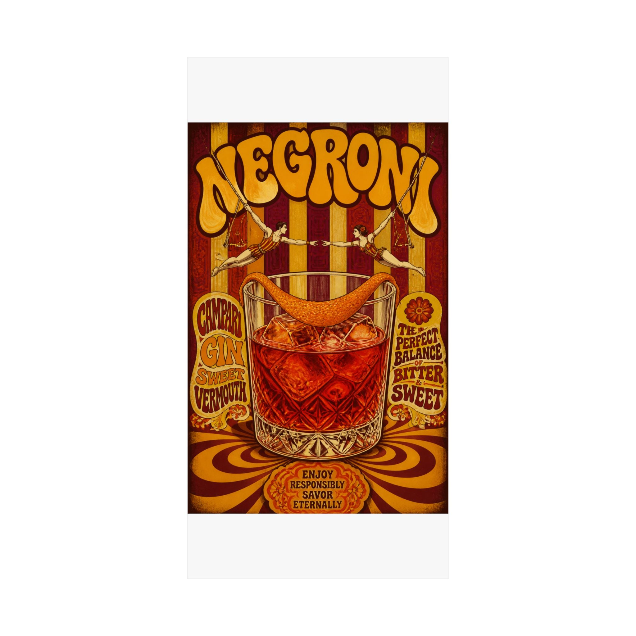 Negroni Trapeze Act Wall Art Poster 18×24 Psychedelic Cafe Decor Maximalist Print