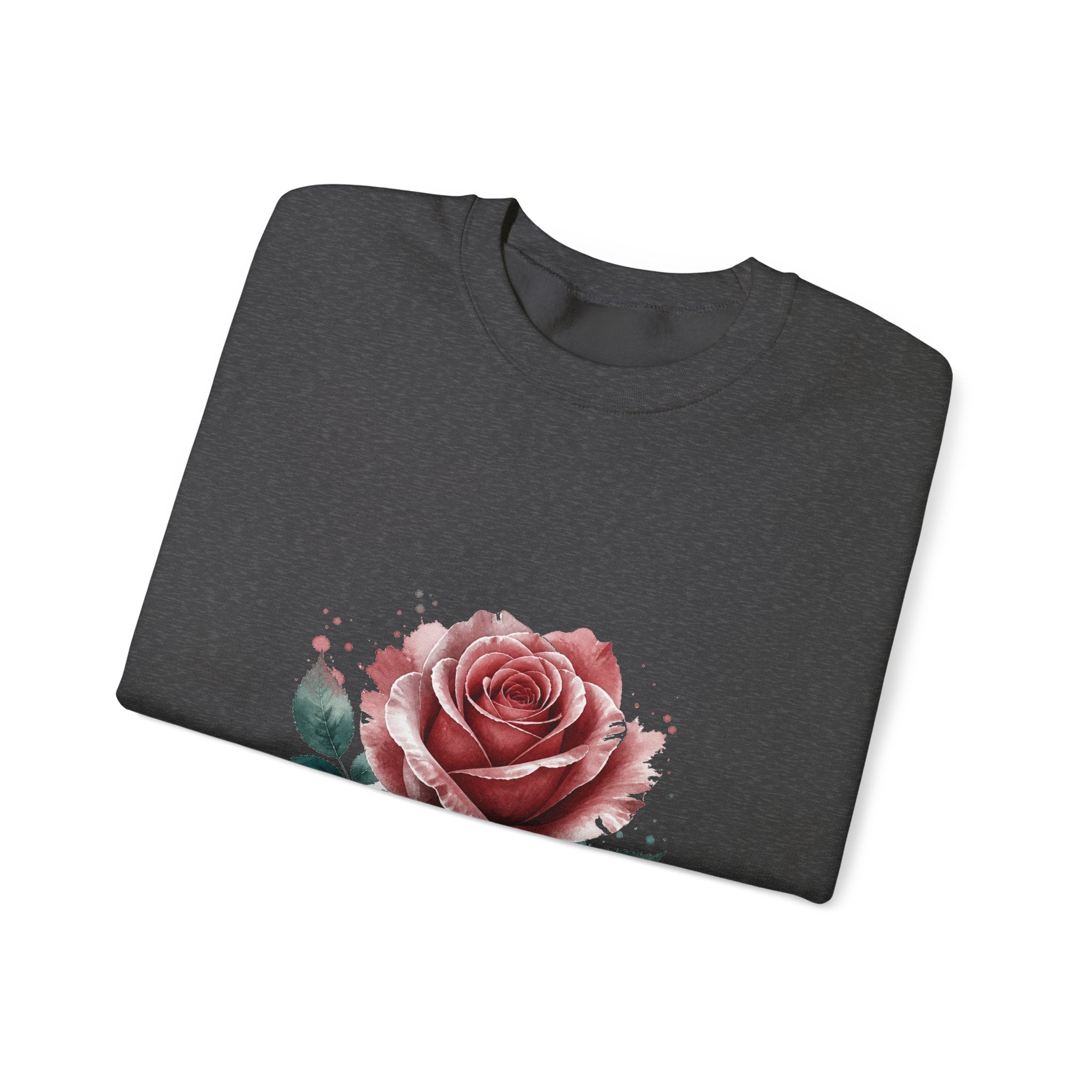Matching Couple Sweatshirt - Rose & Thorn Matching Couple Crewneck Sweatshirt Watercolor Art His Hers Engagement Gift - Design A