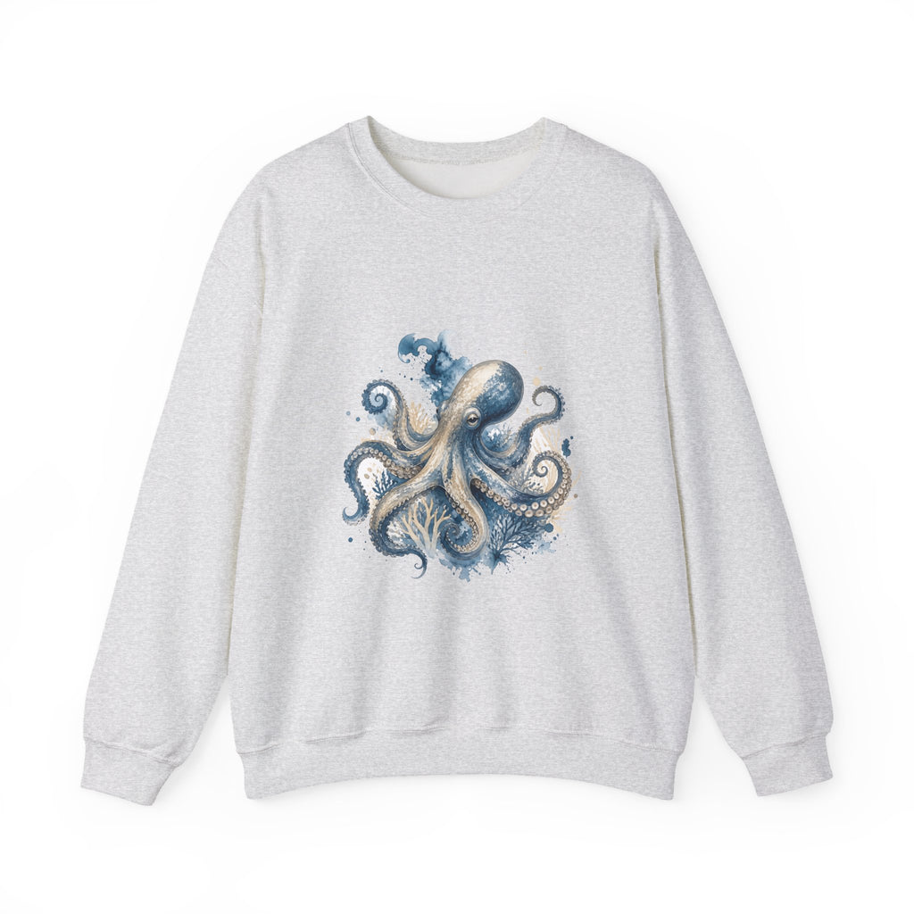Matching Couple Sweatshirt - Octopus & Jellyfish Matching Couple Crewneck Sweatshirt Watercolor Art His Hers Engagement Gift - Design A