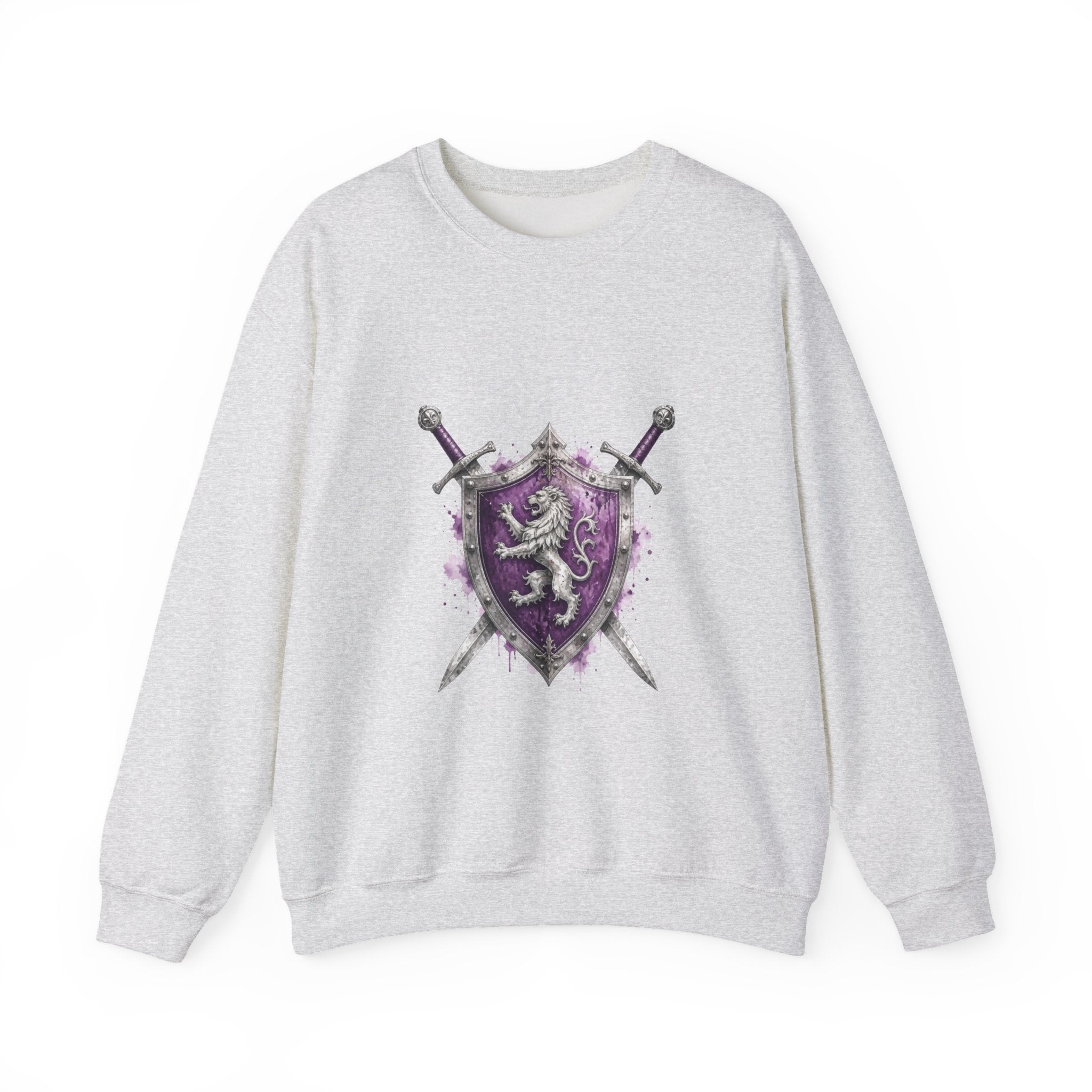 Matching Couple Sweatshirt - Crown & Shield Matching Couple Crewneck Sweatshirt Watercolor Art His Hers Engagement Gift - Design B