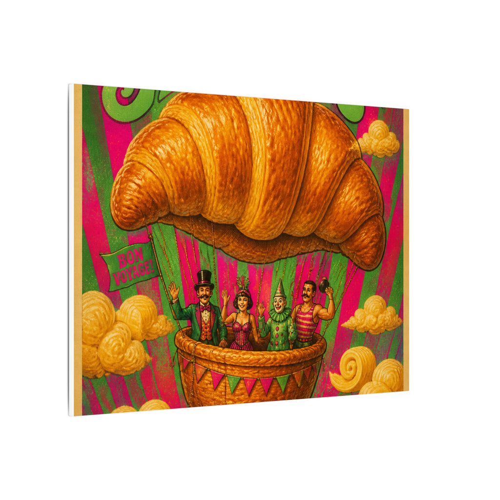 Croissant Hot Air Balloon Wall Art Canvas 16×20 Psychedelic Cafe Decor Maximalist Print