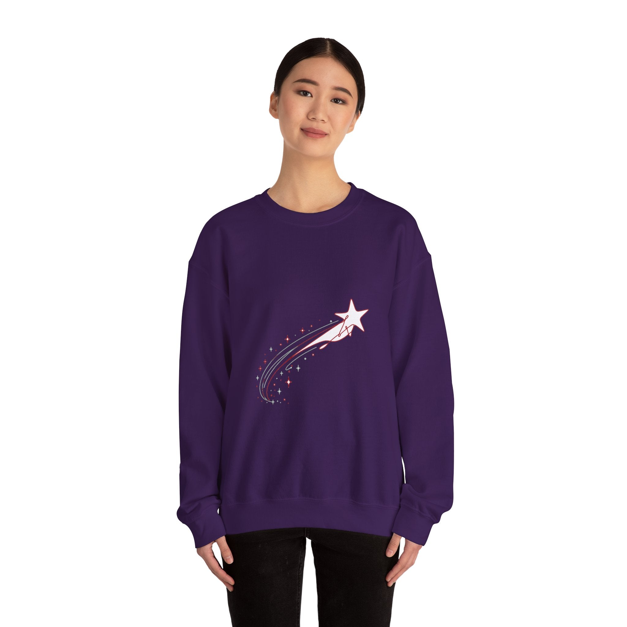 Matching Couple Sweatshirt - Shooting Star & North Star Matching Couple Crewneck Sweatshirt Minimalist Art His Hers Valentine Gift - Design A